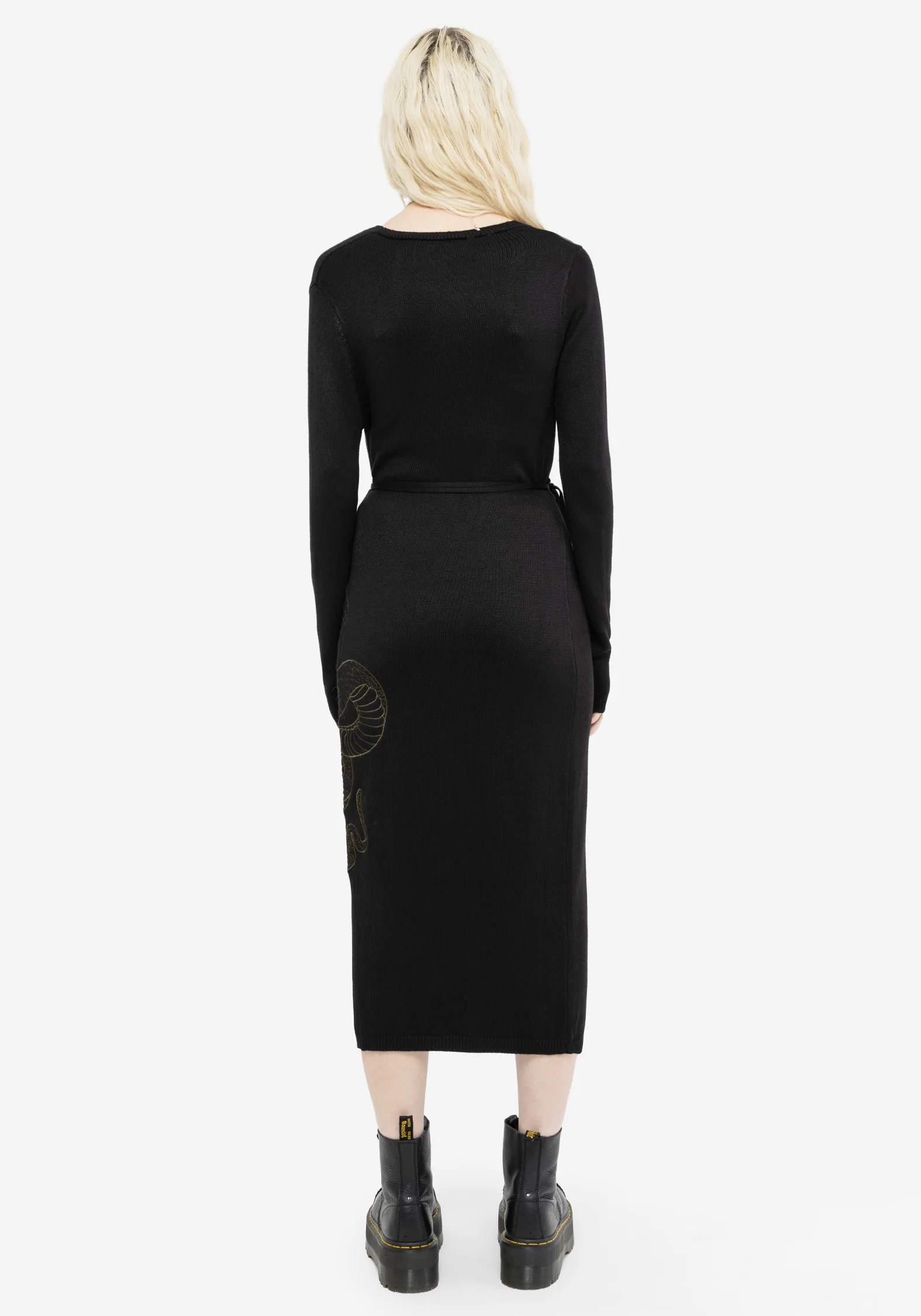 Serpent Snake Embroidered Knit Midi Dress - Image 3