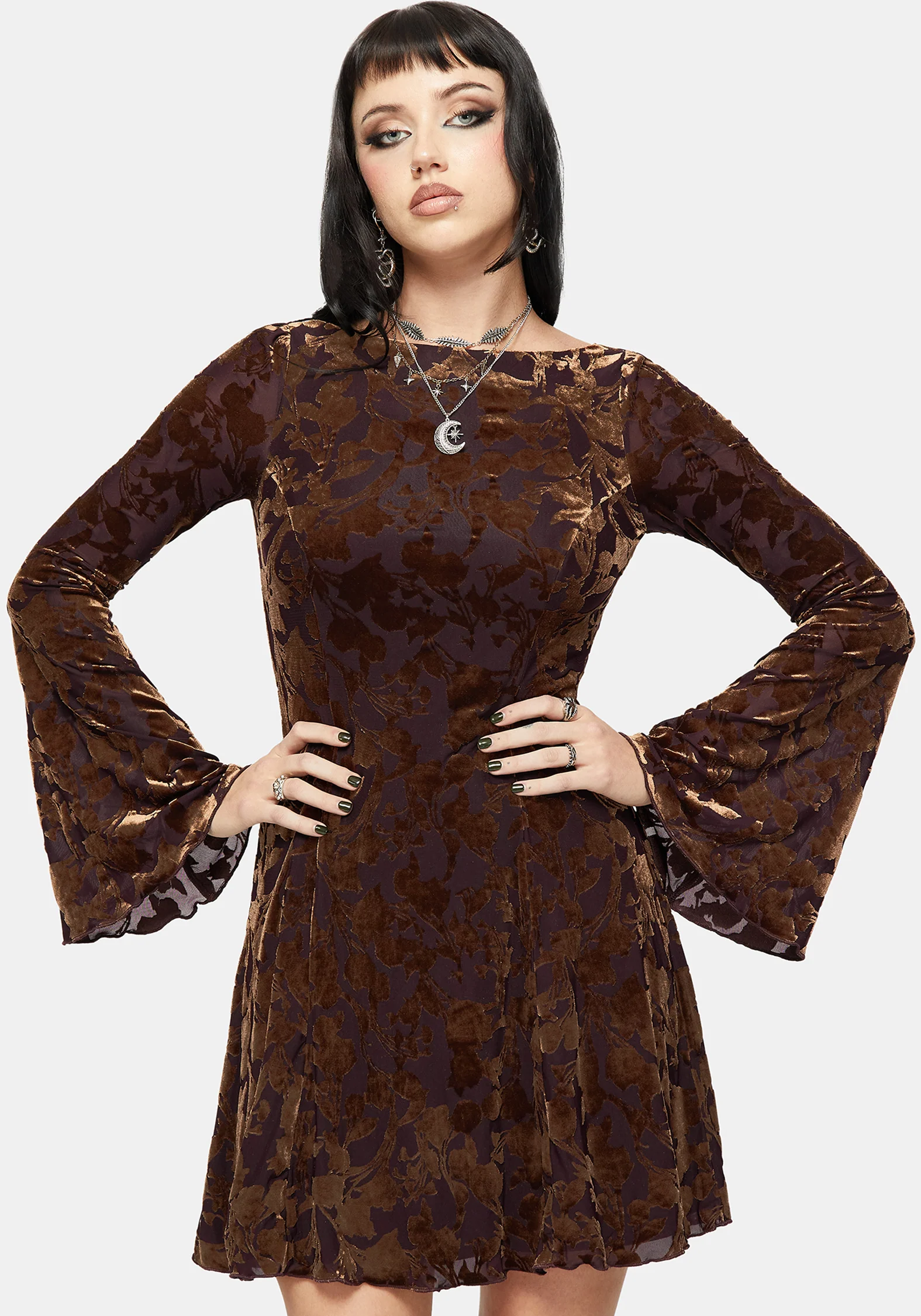 Sienna Devore Cowl Lettuce Hem Mini Dress - Image 6
