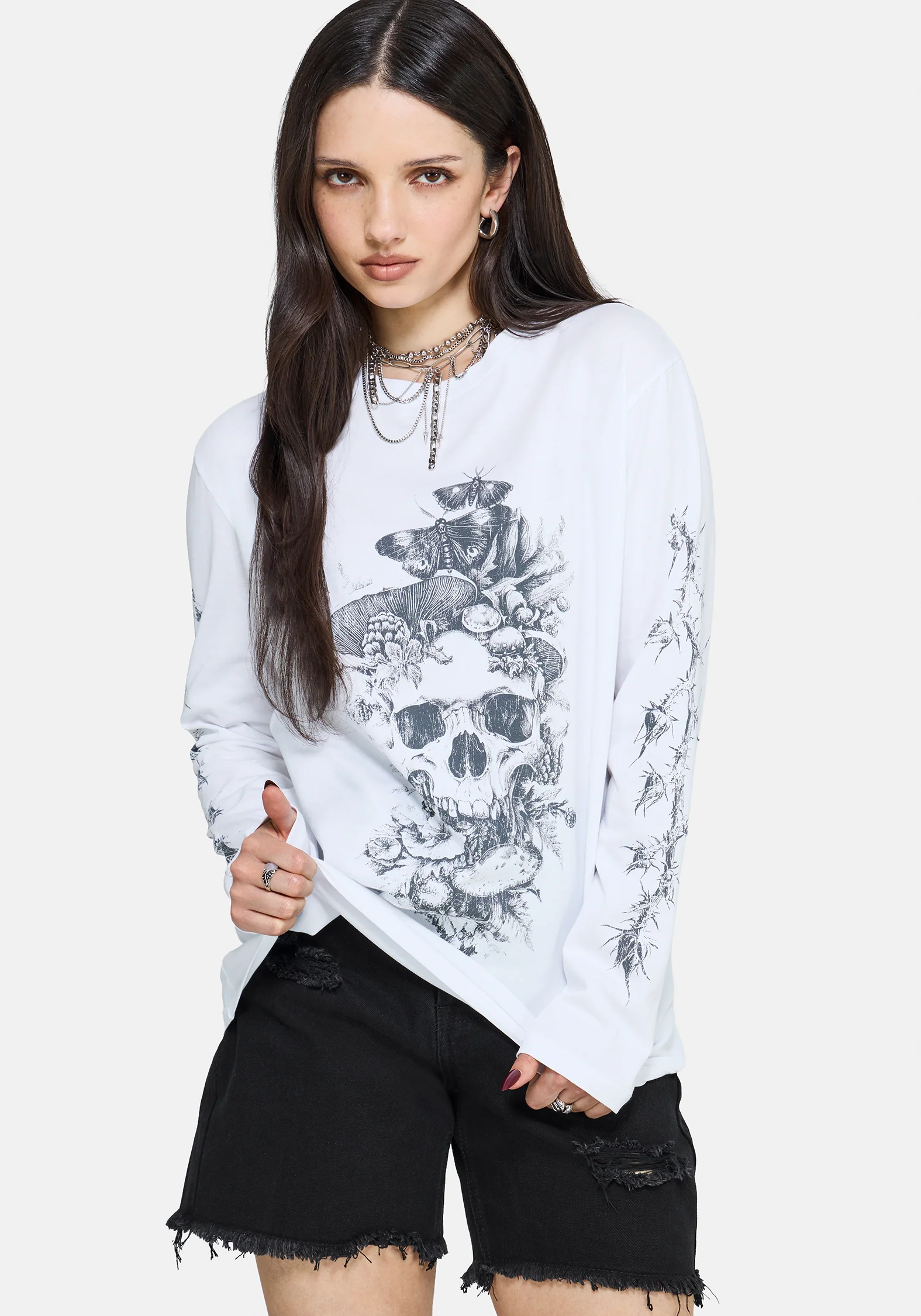 Skulla Long Sleeve Oversized T-Shirt - Image 5