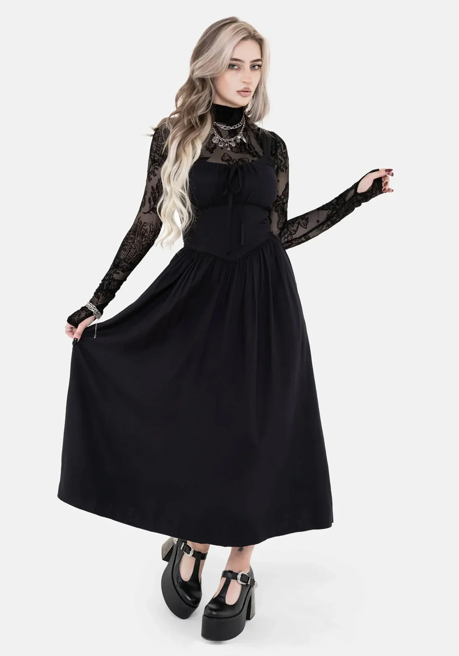 Skye Shirred Back Midaxi Dress - Black - Image 4