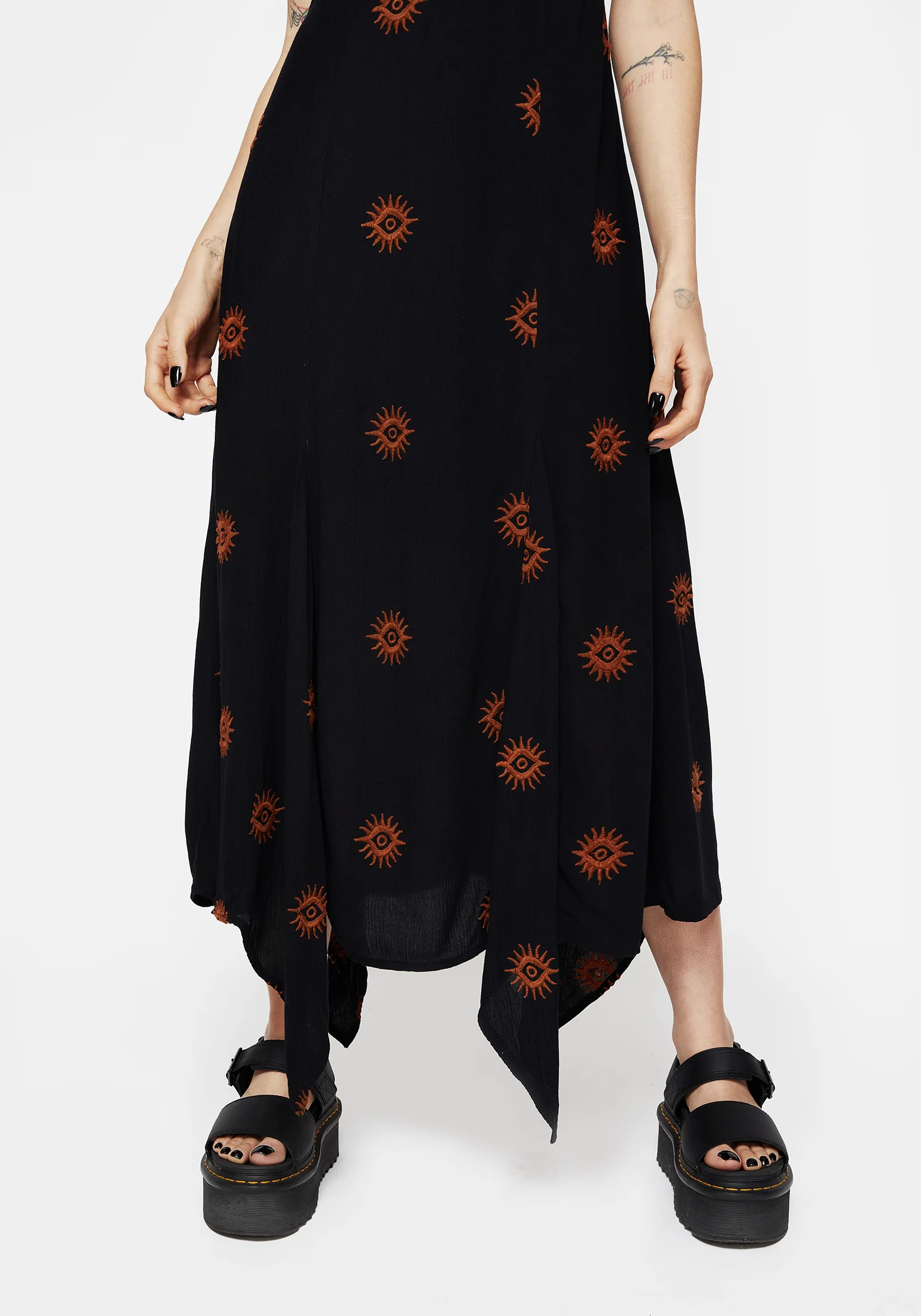 Solstice Embroidered Cami Hanky Hem Midaxi Dress - Image 5