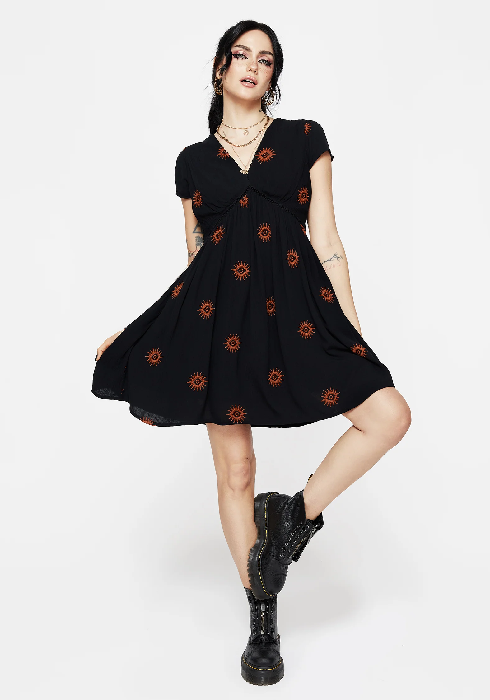 Solstice Embroidered Smock Mini Dress - Image 4