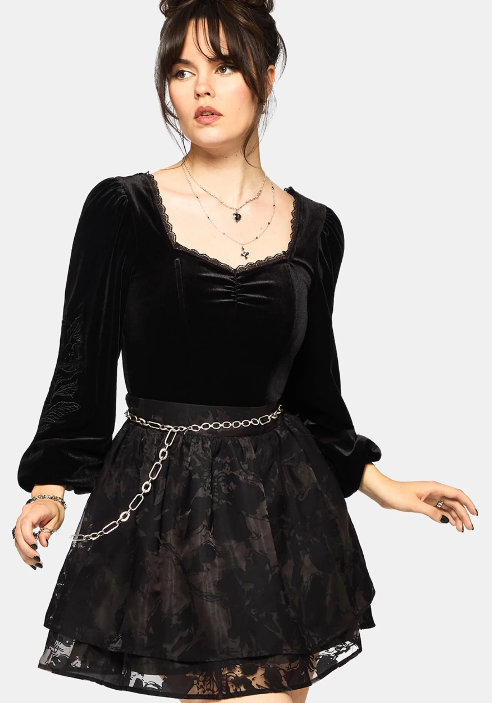 Spectre Layered Contrast Lining Mini Skirt - Image 2