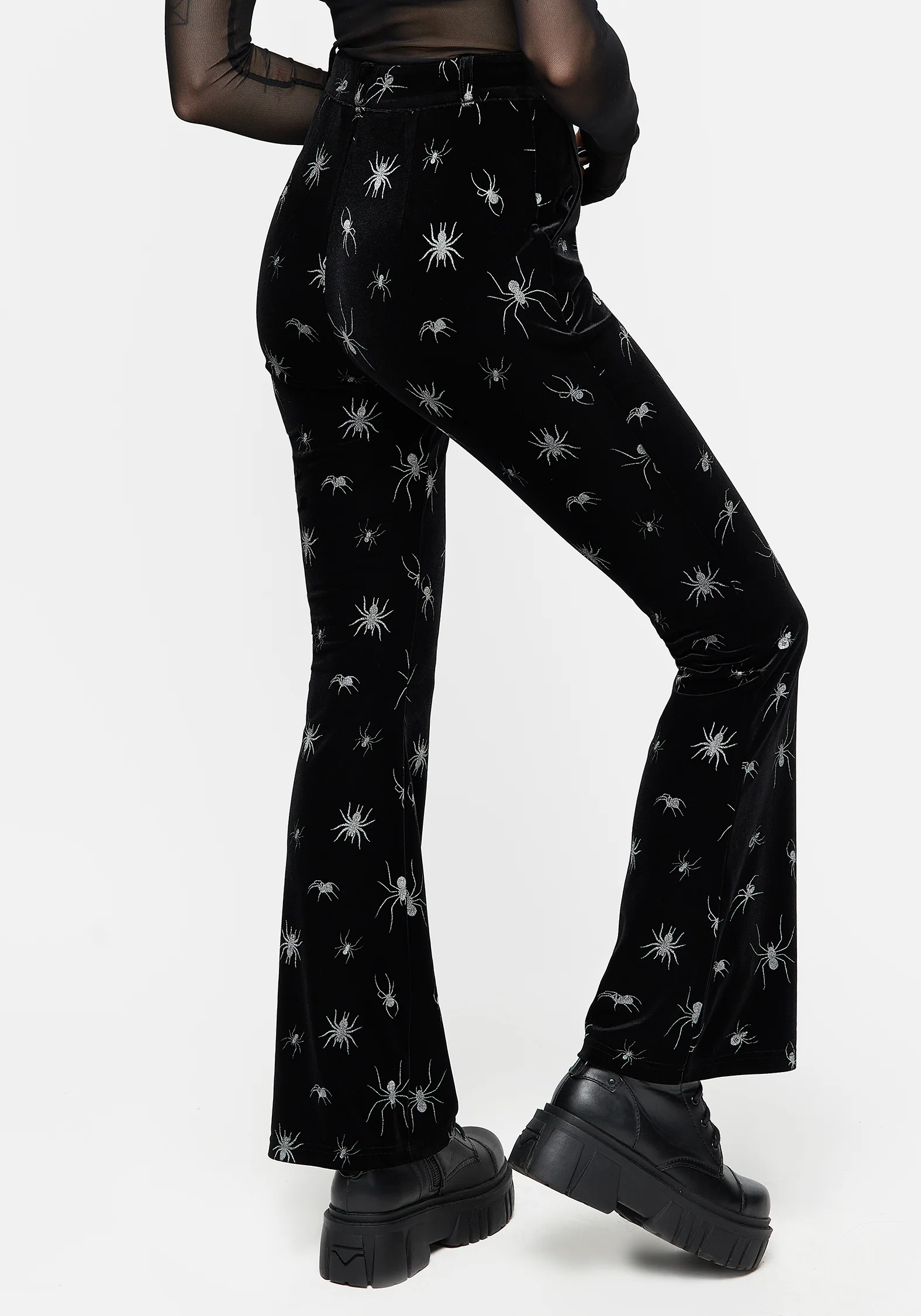 Spiro Foil Print Velour Flared Trousers - Image 3