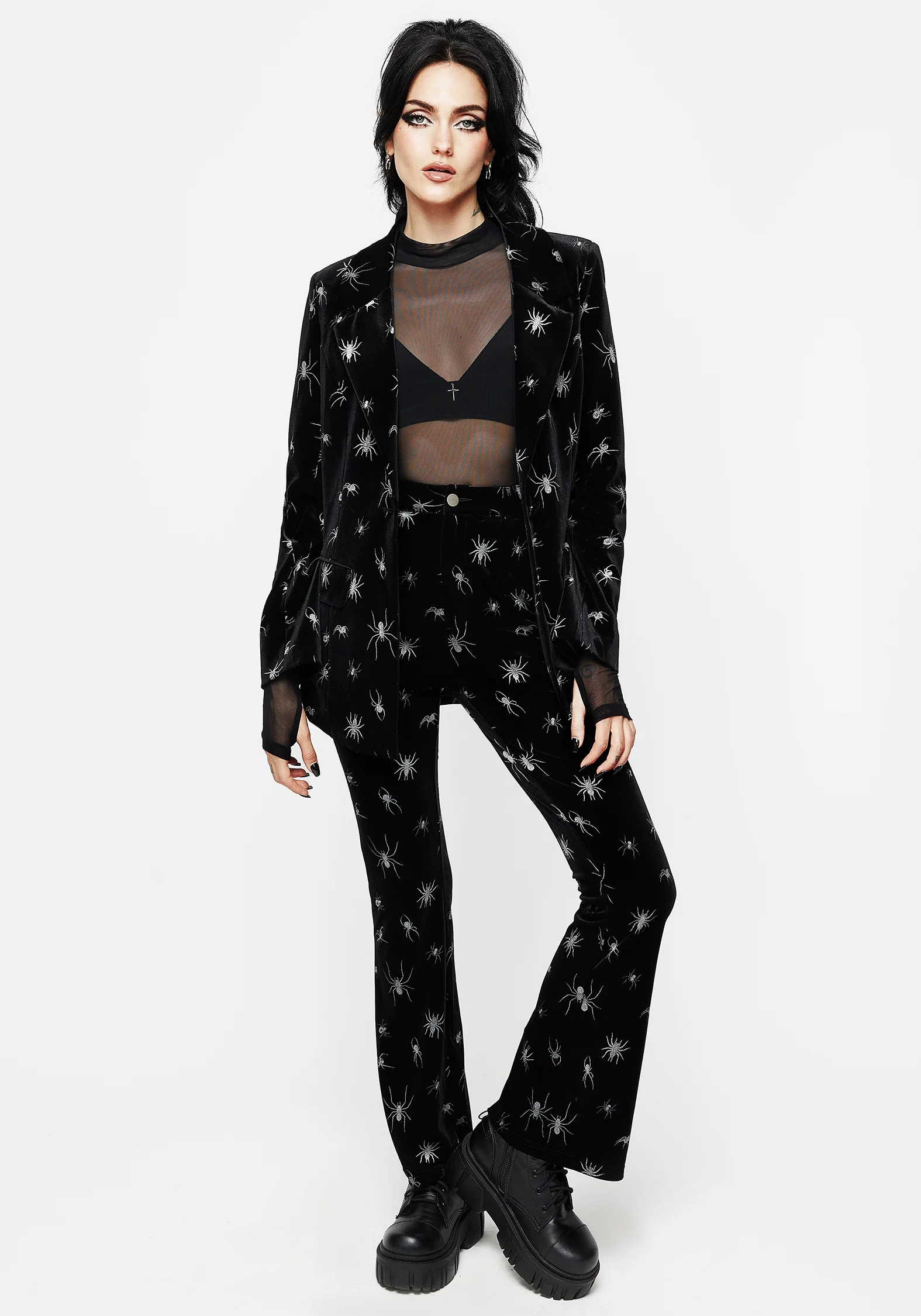 Spiro Foil Print Velour Flared Trousers - Image 4
