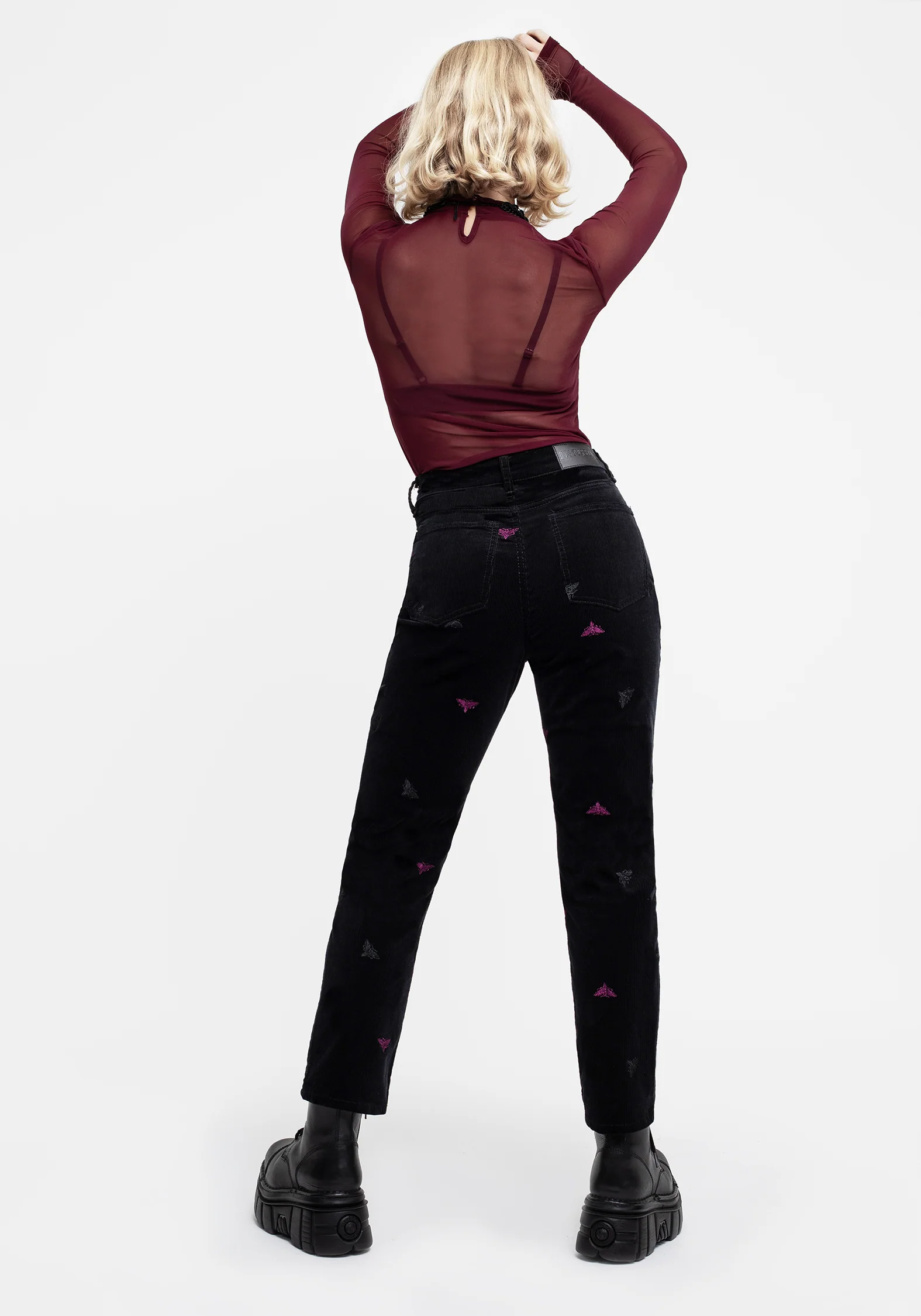 Styx Moth Embroidered Cord Trousers - Image 3