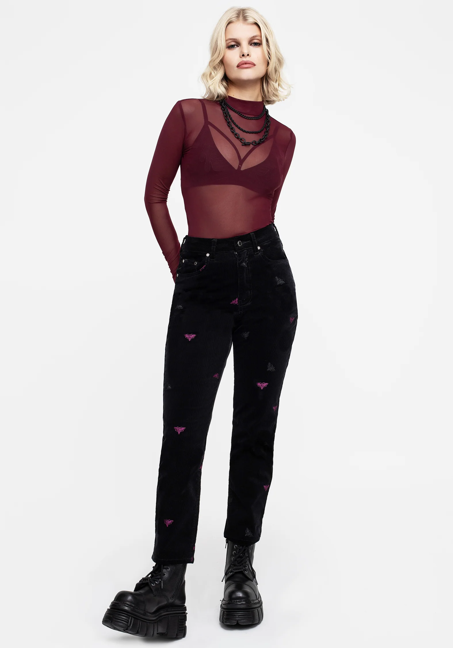Styx Moth Embroidered Cord Trousers - Image 6