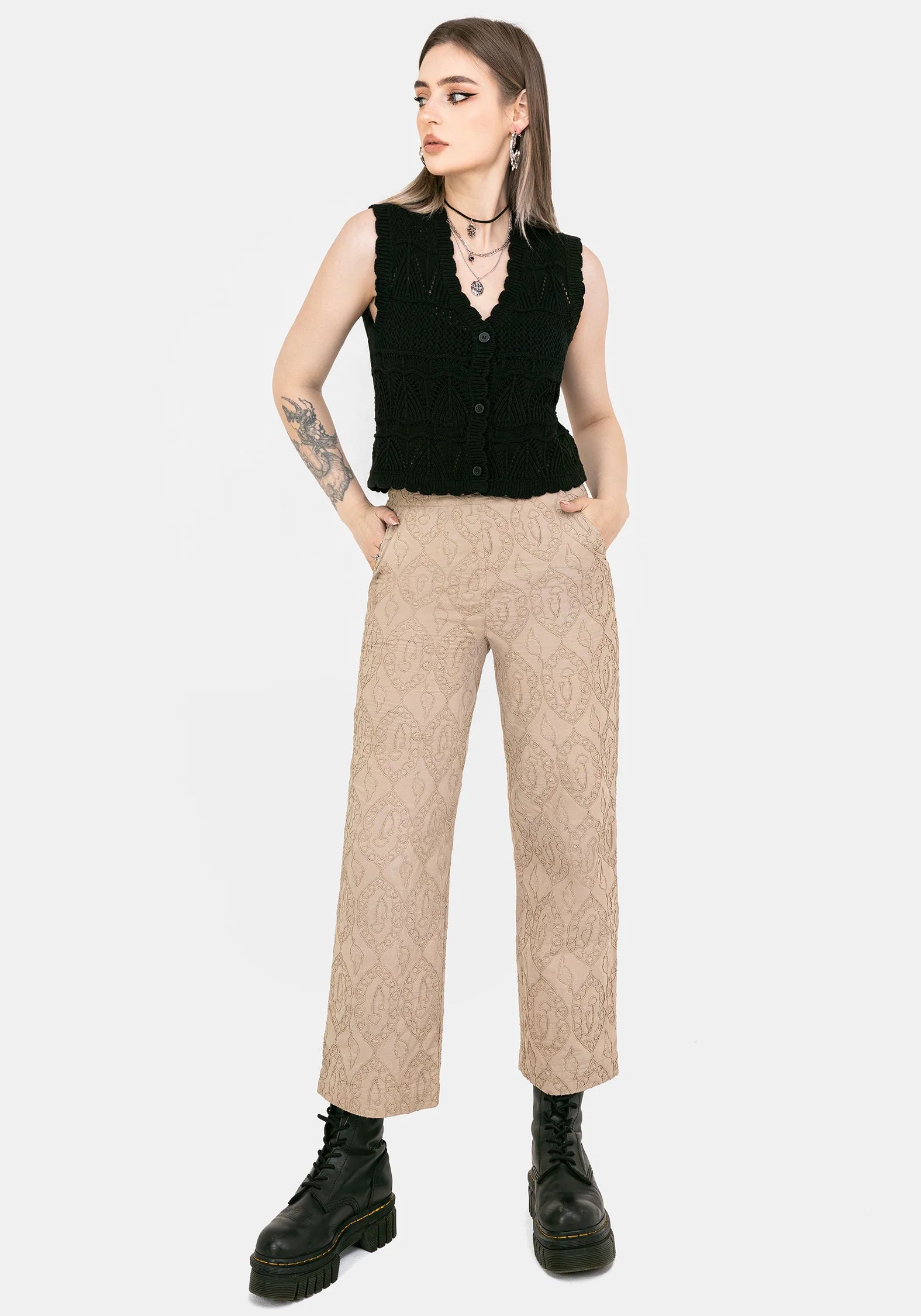 Suma Cotton Textured Pull On Tapered Trouser - Image 7