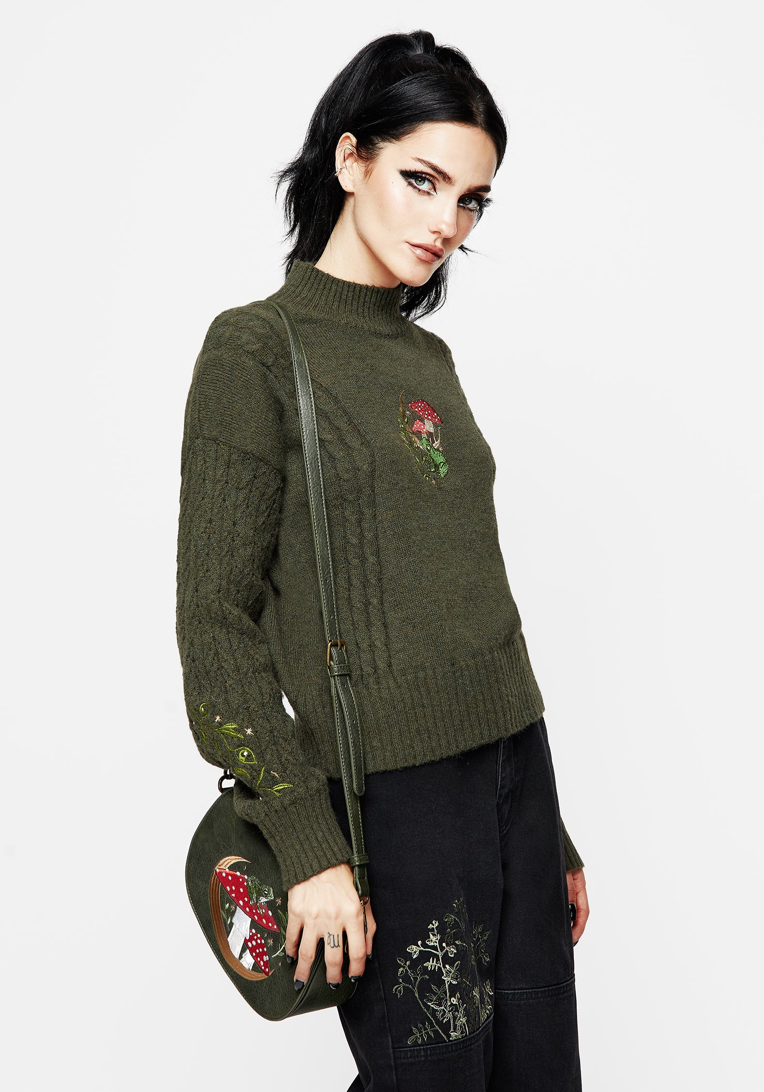 Swamplife Embroidered Cable Knit Relaxed Jumper - Image 5