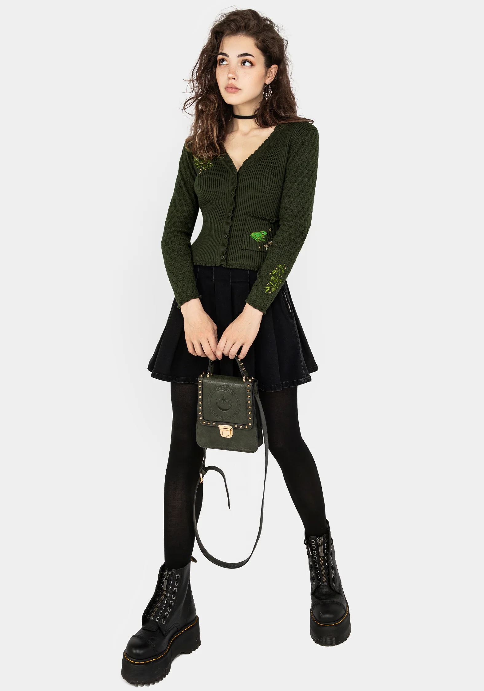 Swamplife Embroidered Pointelle Knit Crop Cardigan - Image 7