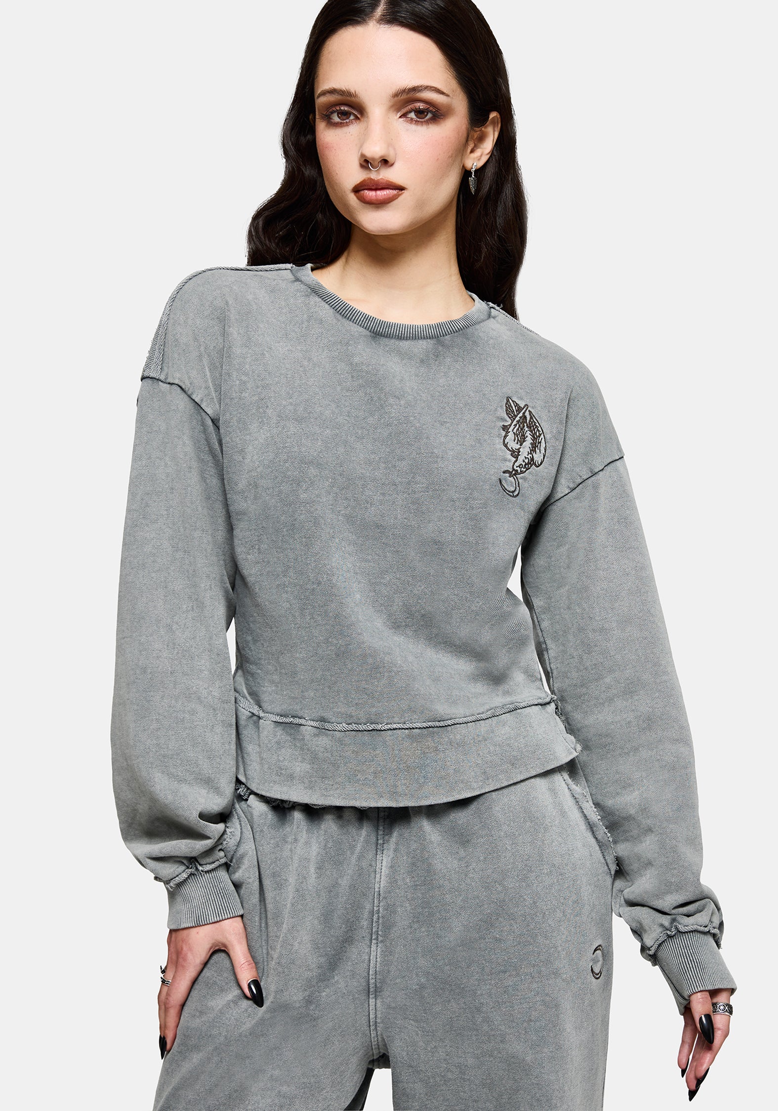Sylph Fallen Dove Embroidered Sweatshirt