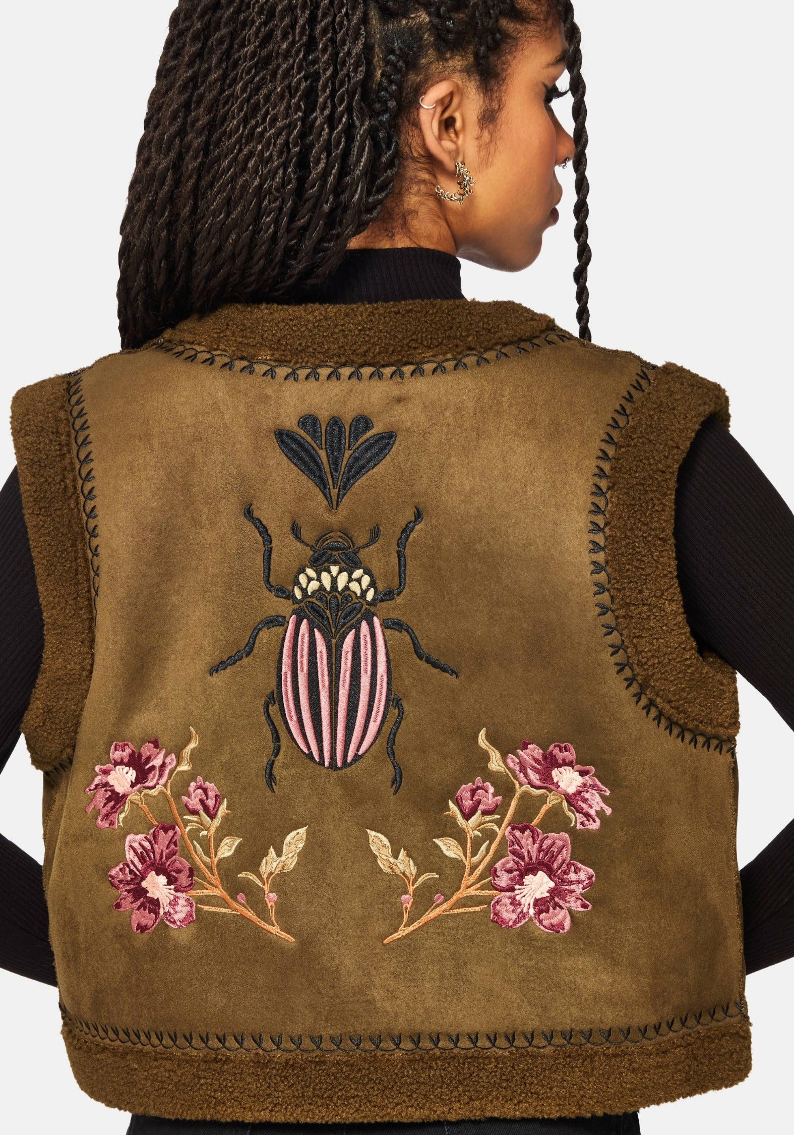 Sylvara Borg Embroidered Bug Gilet - Image 4