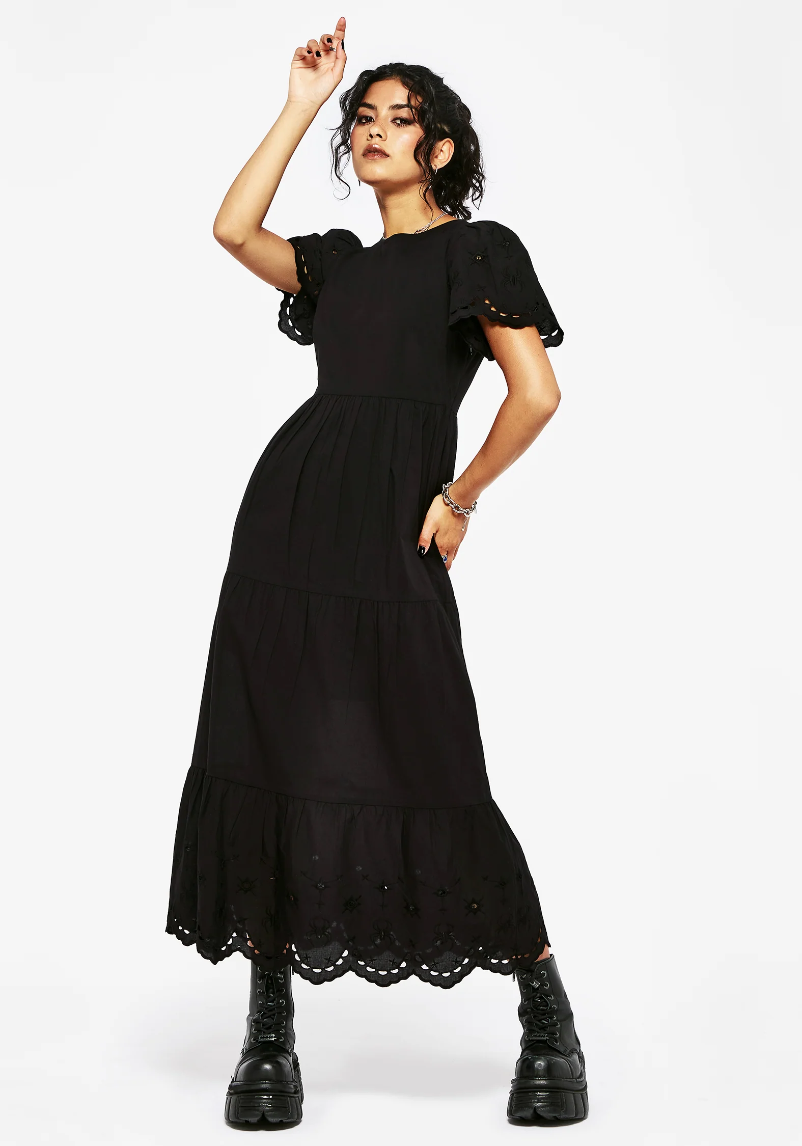 Synthweb Cotton Broderie Hem Midaxi Dress - Image 5