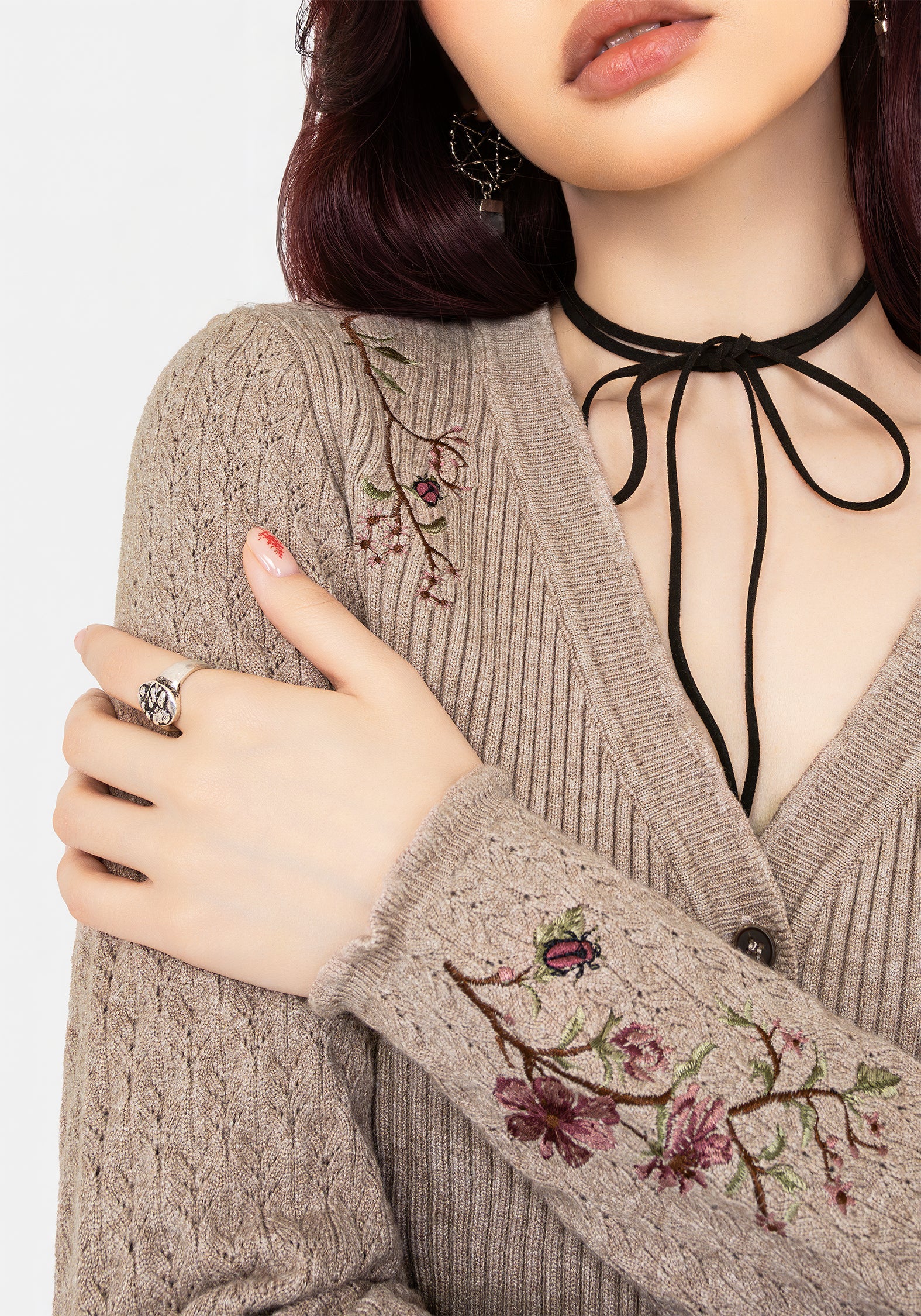 Tantra Floral Beetle Embroidered Cardigan - Image 2