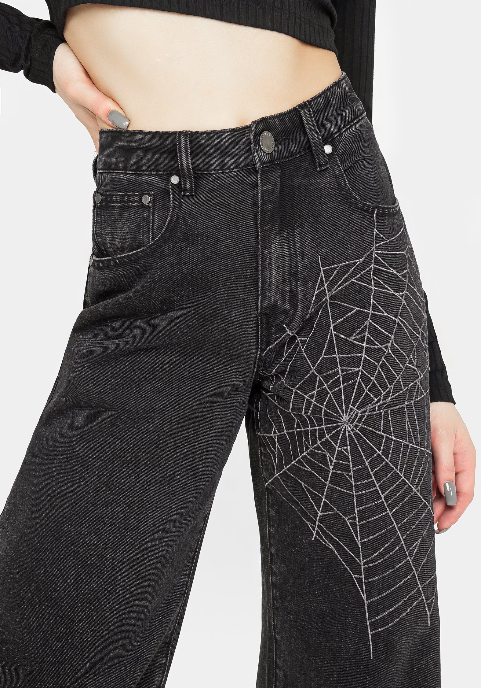 Tarantism Embroidered Wide Leg Jeans - Image 2