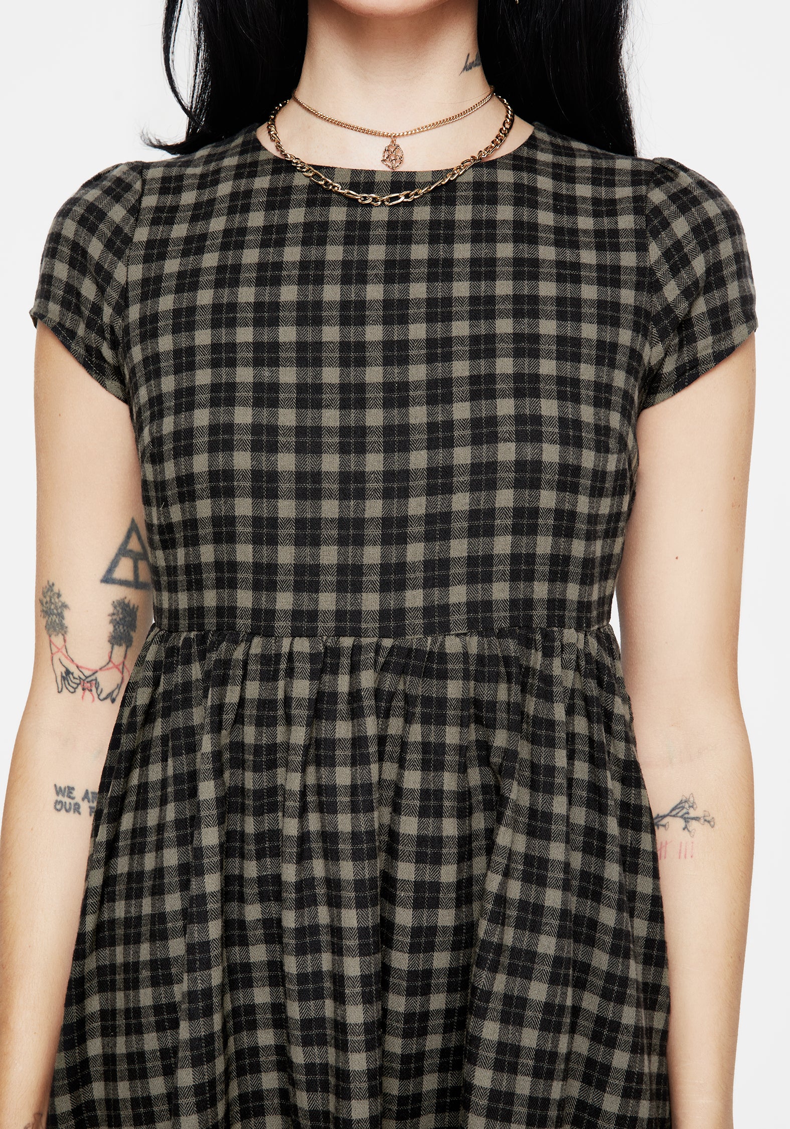 Terra Mini Smock Dress - Olive - Image 2