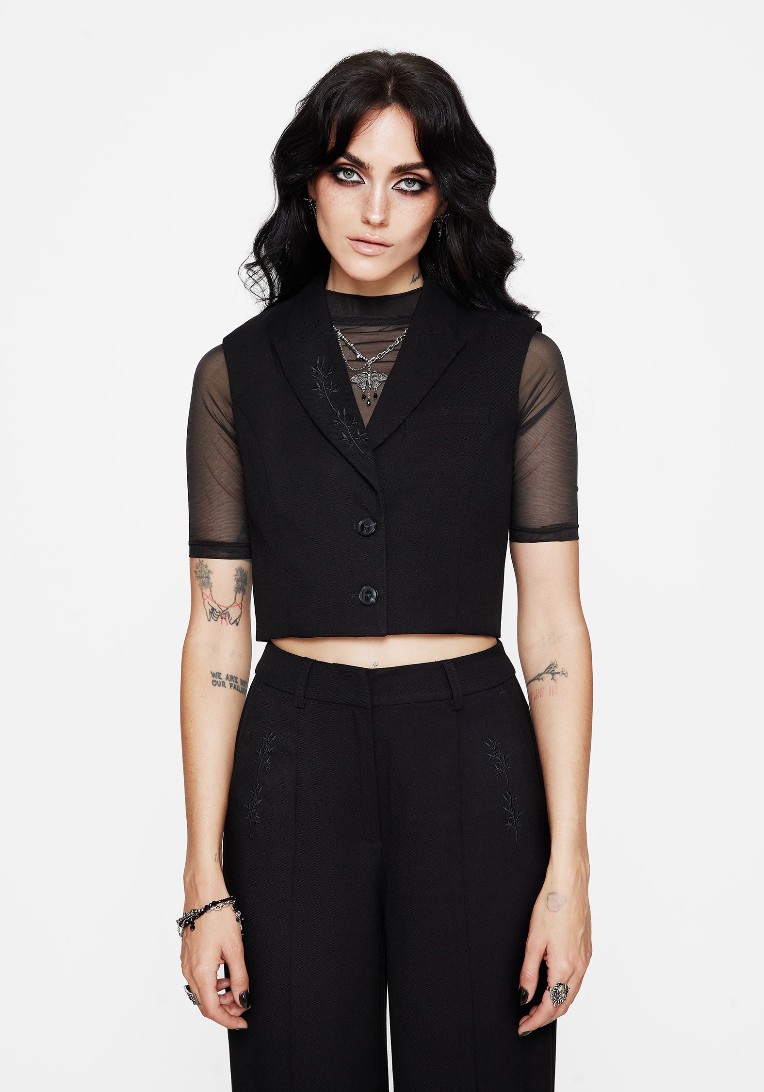 Thora Embroidered Crop Waistcoat - Image 7