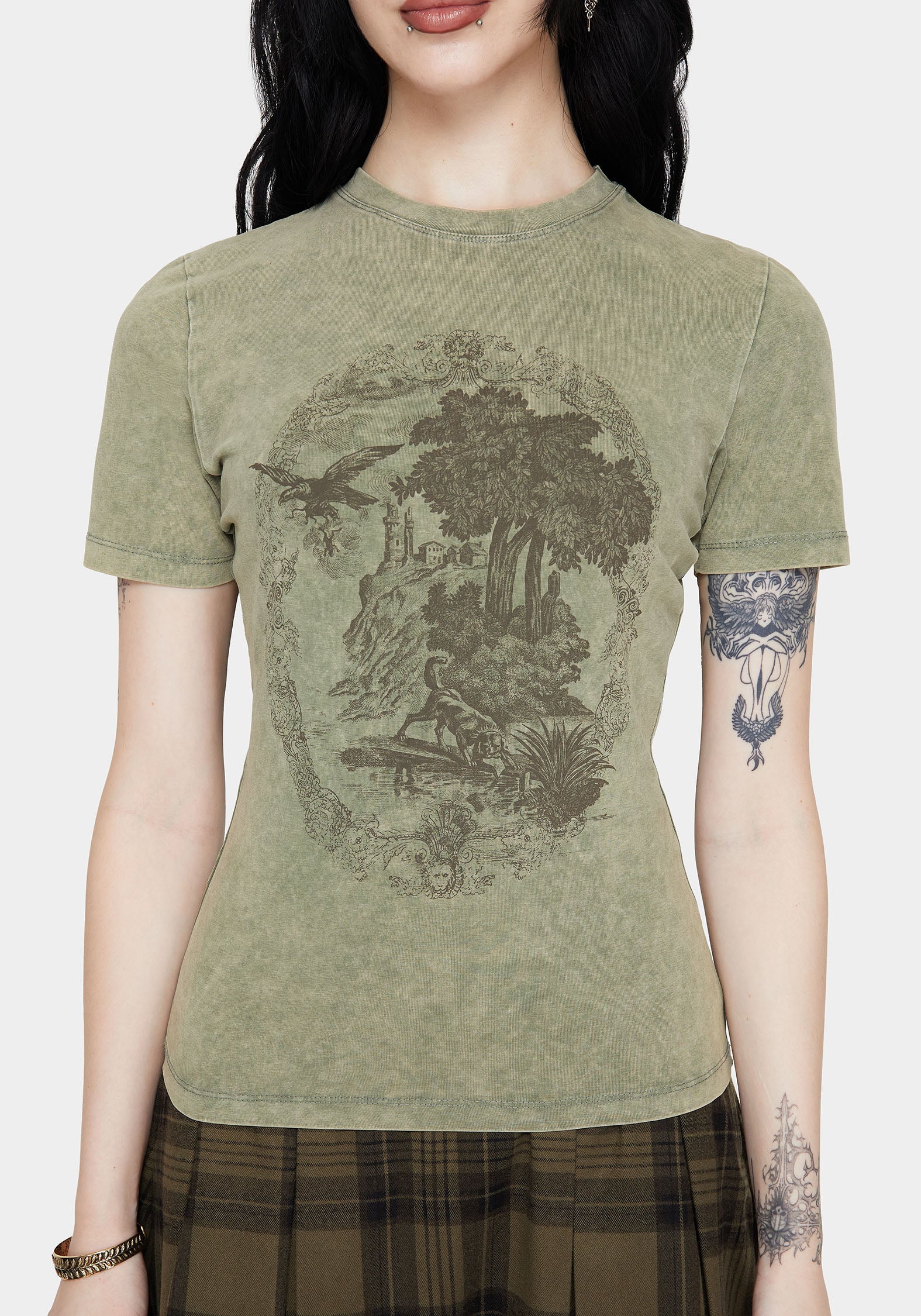 Thymus Graphic Print Fitted Cotton T-Shirt - Image 2