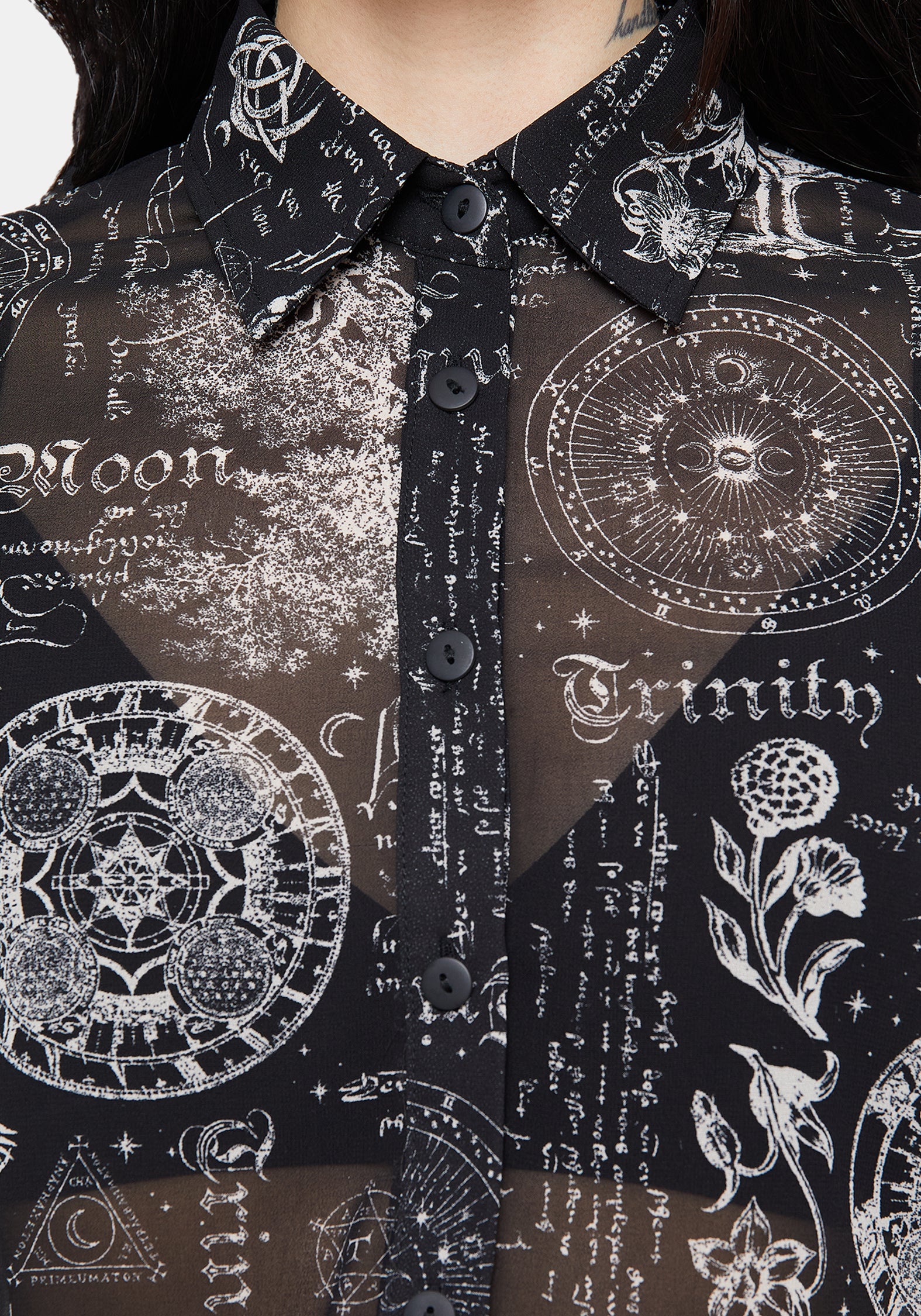 Trinity Moon Print Chiffon Shirt - Image 5