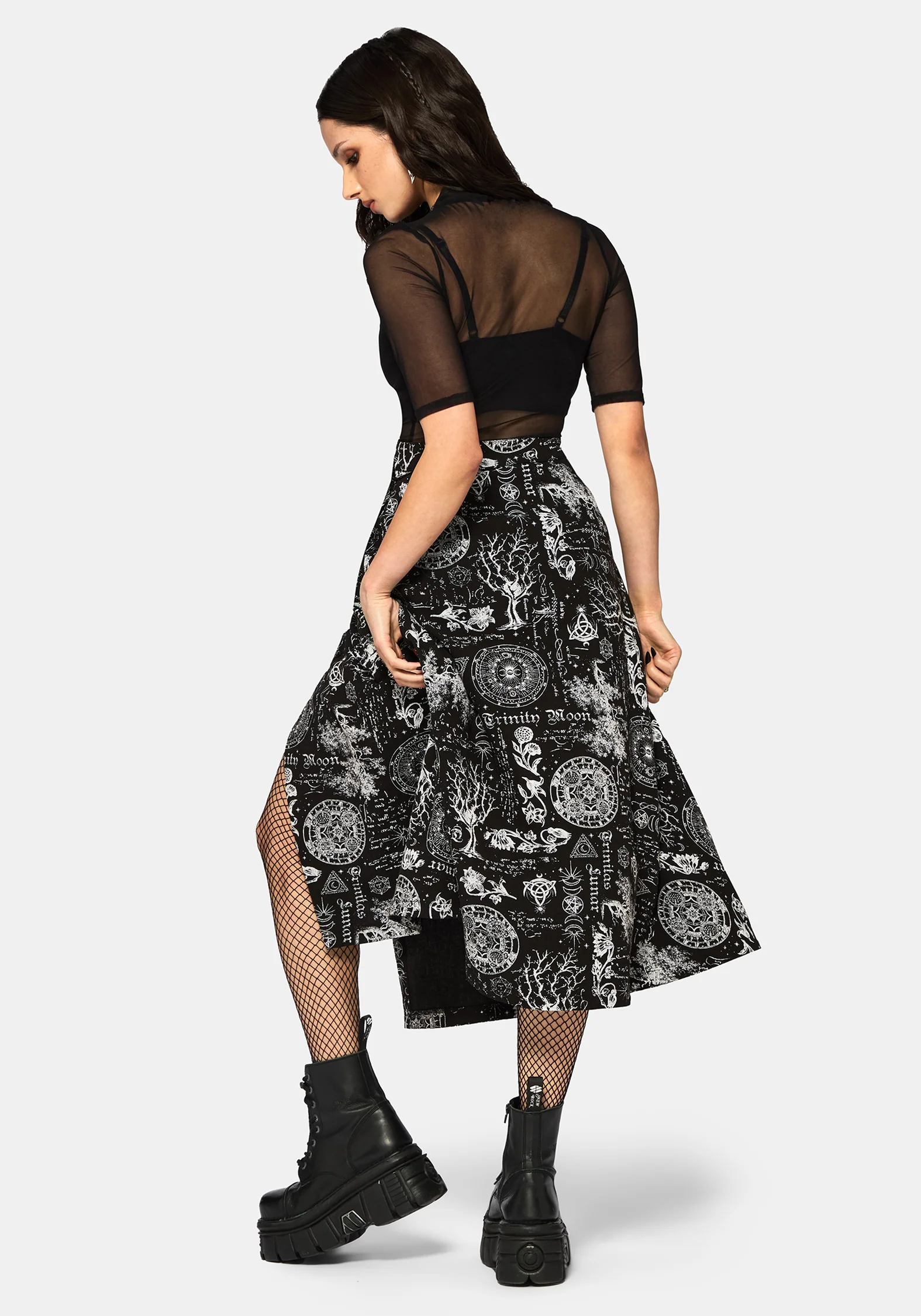 Trinity Moon Print Wrap Midi Skirt - Image 3