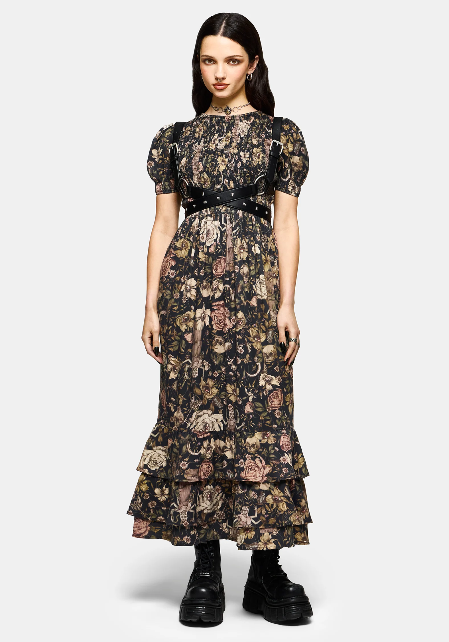 Triple Goddess Tiered Shirred Maxi Dress - Image 6
