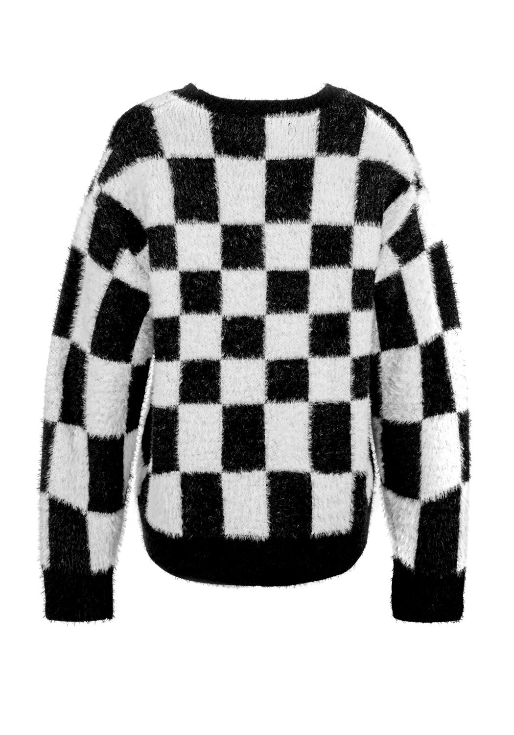 Two-Tone Checkerboard Cardigan - Image 12