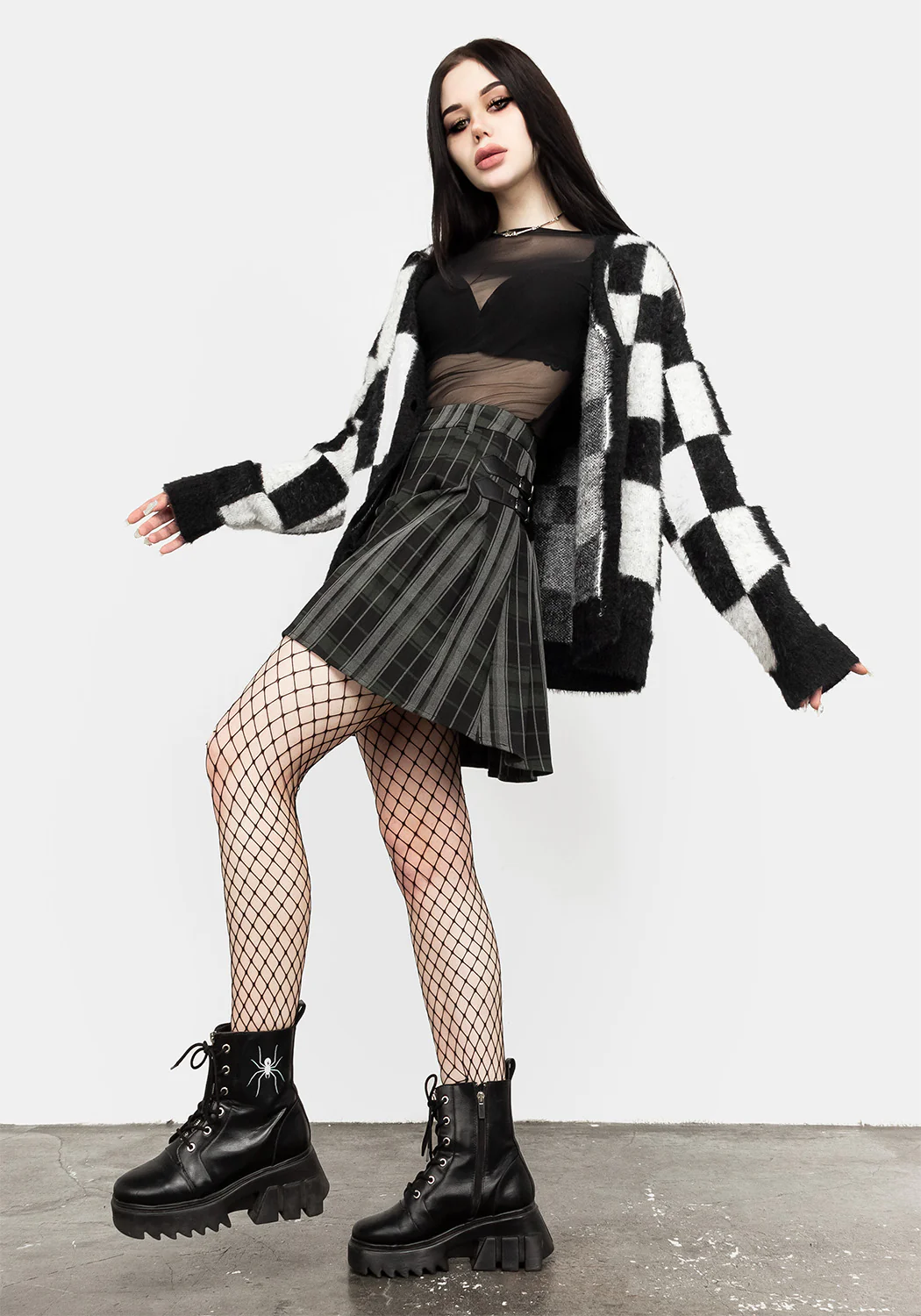 Two-Tone Checkerboard Cardigan - Image 6