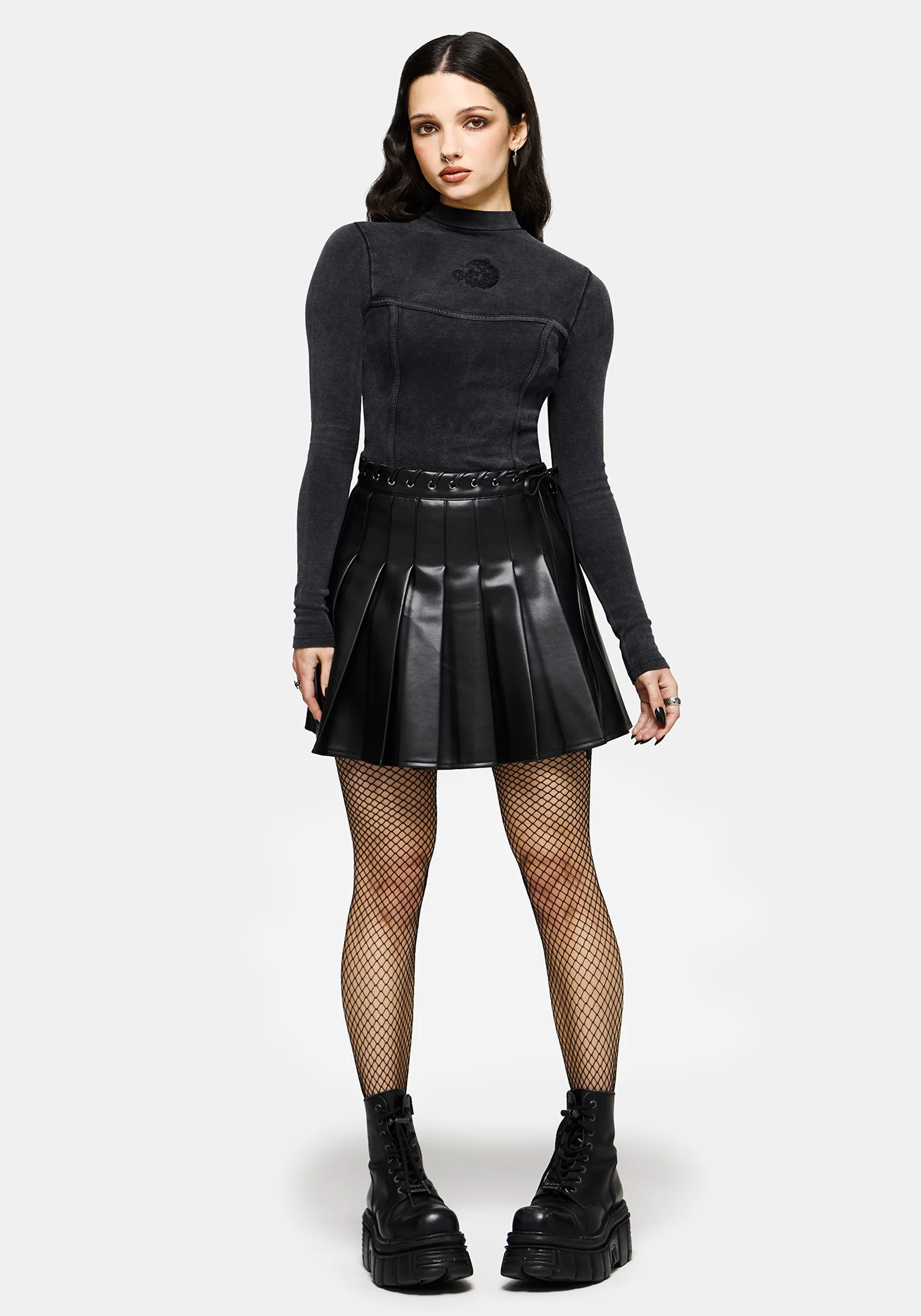 Uma Embroidered Seamed Ribbed Long Sleeved Top - Image 6