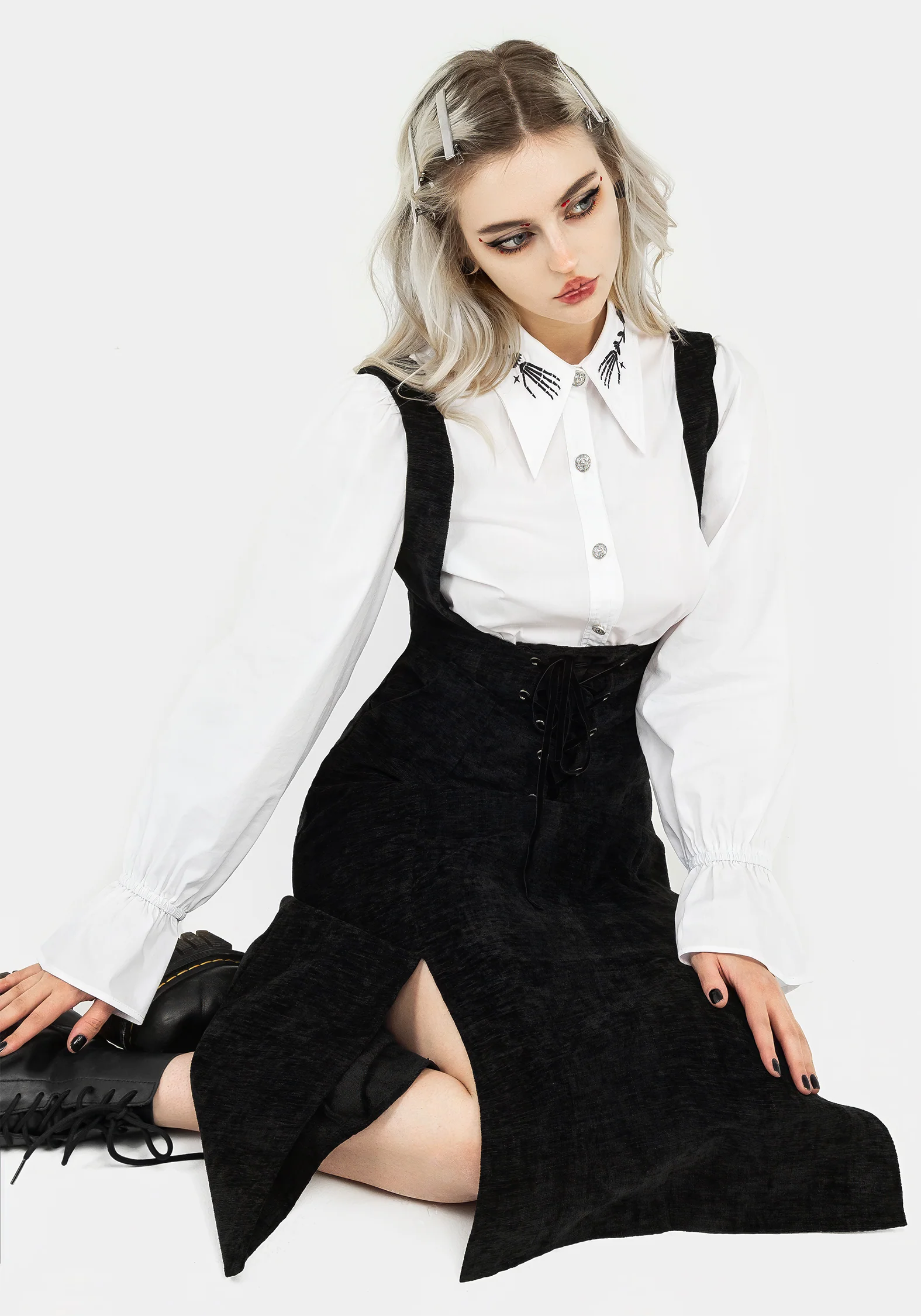 Valar Lace Up Midi Pinafore Dress - Image 8