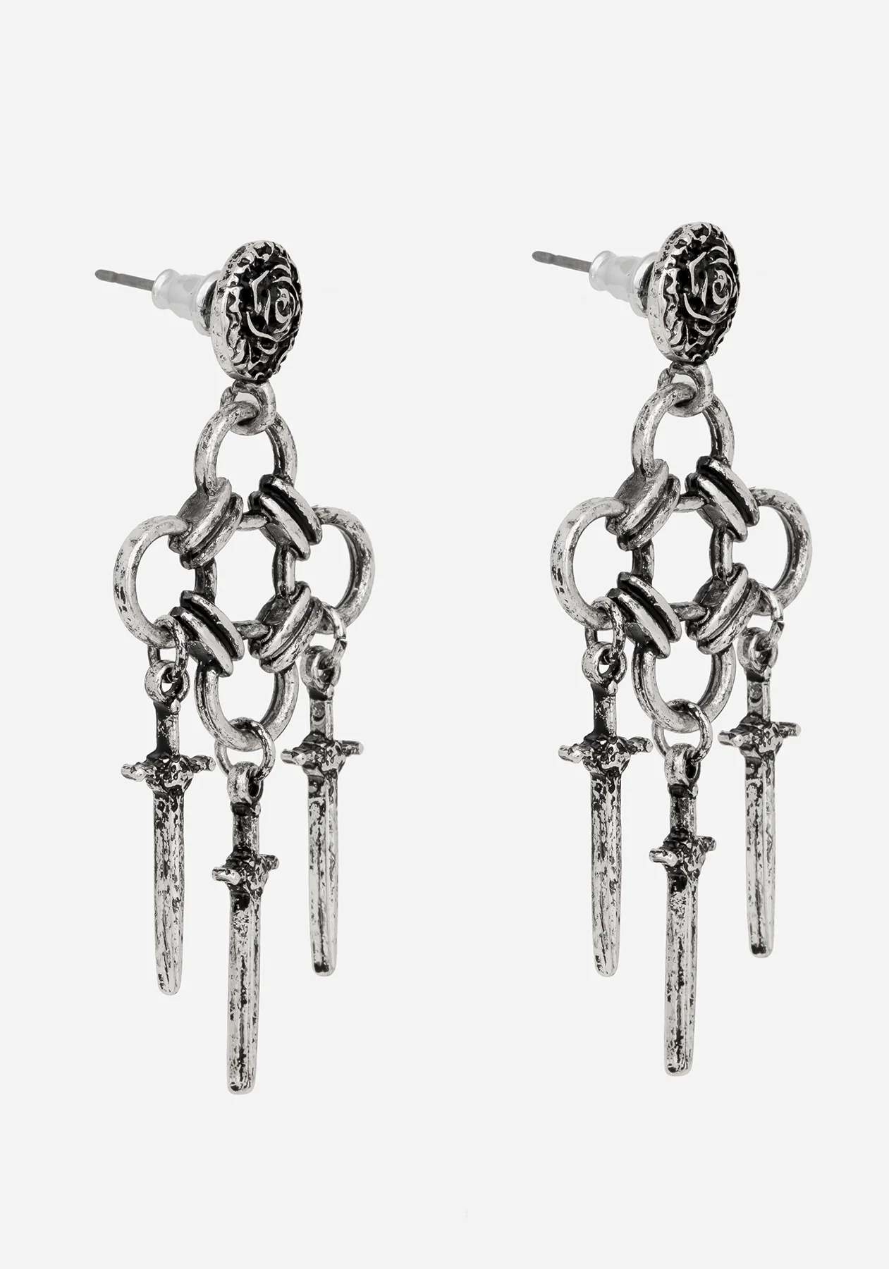 Vanthrax Chainmail Sword Drop Earrings - Image 3