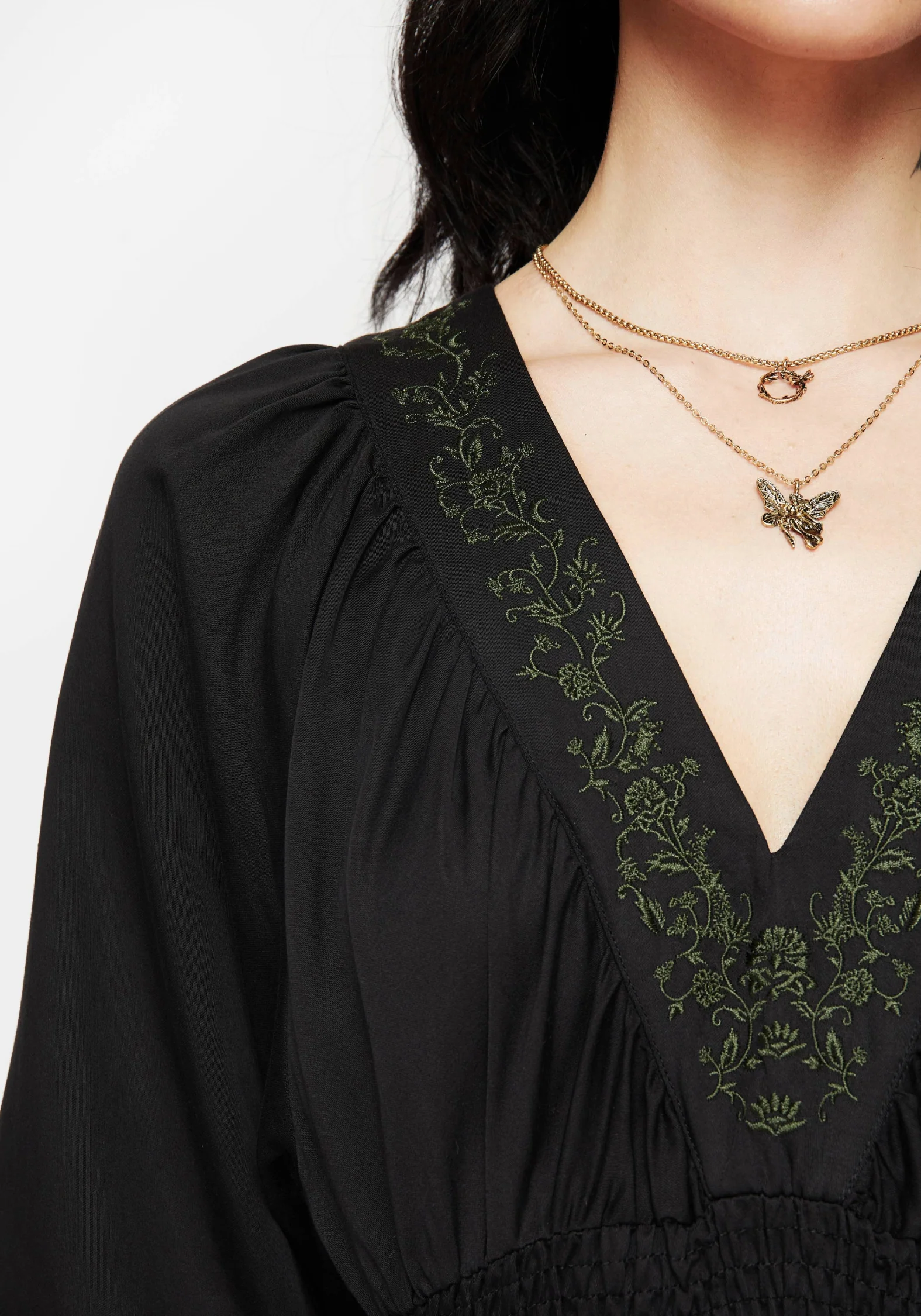 Veil Floral Embroidered Batwing Midaxi Dress - Image 2