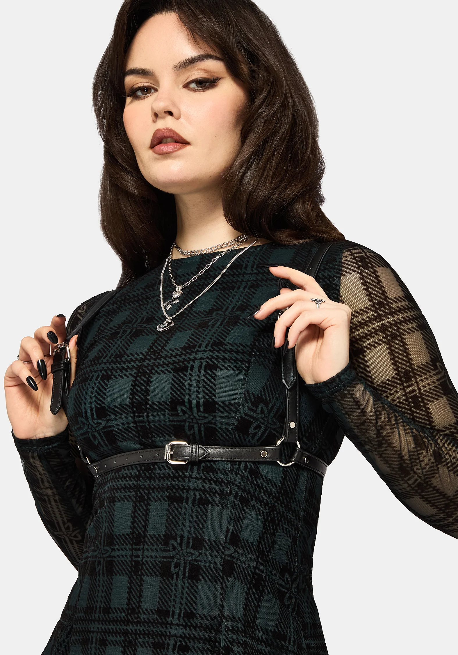 Vesica Flocked Witches Knot Godet Mini Dress - Image 2
