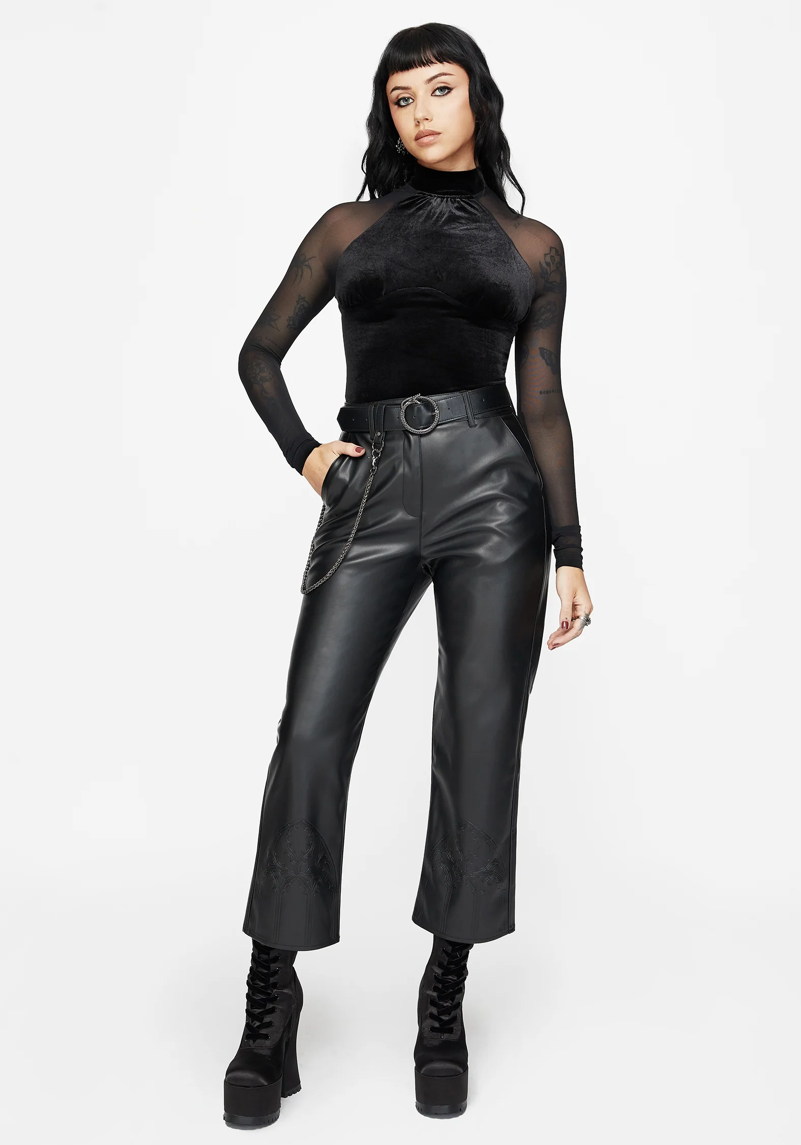 Vespera Velvet Mesh Long Sleeved Top - Image 5