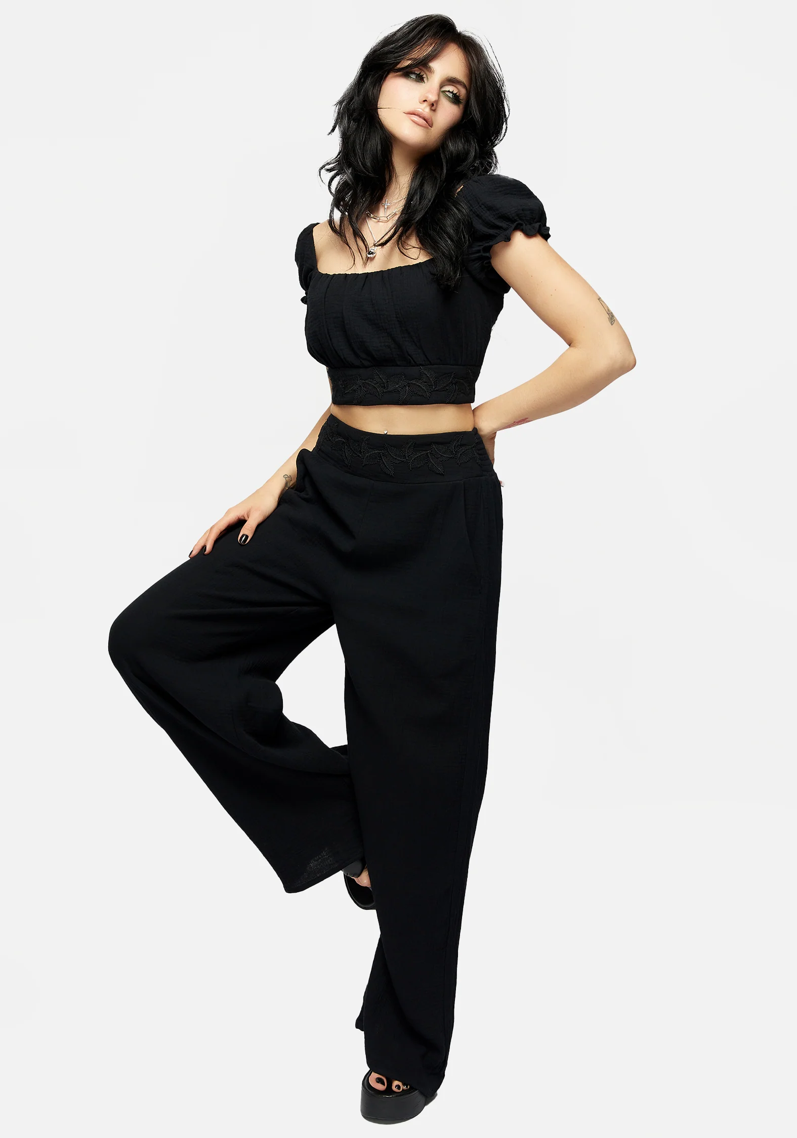 Vine Textured Wide Leg Trouser - Image 4