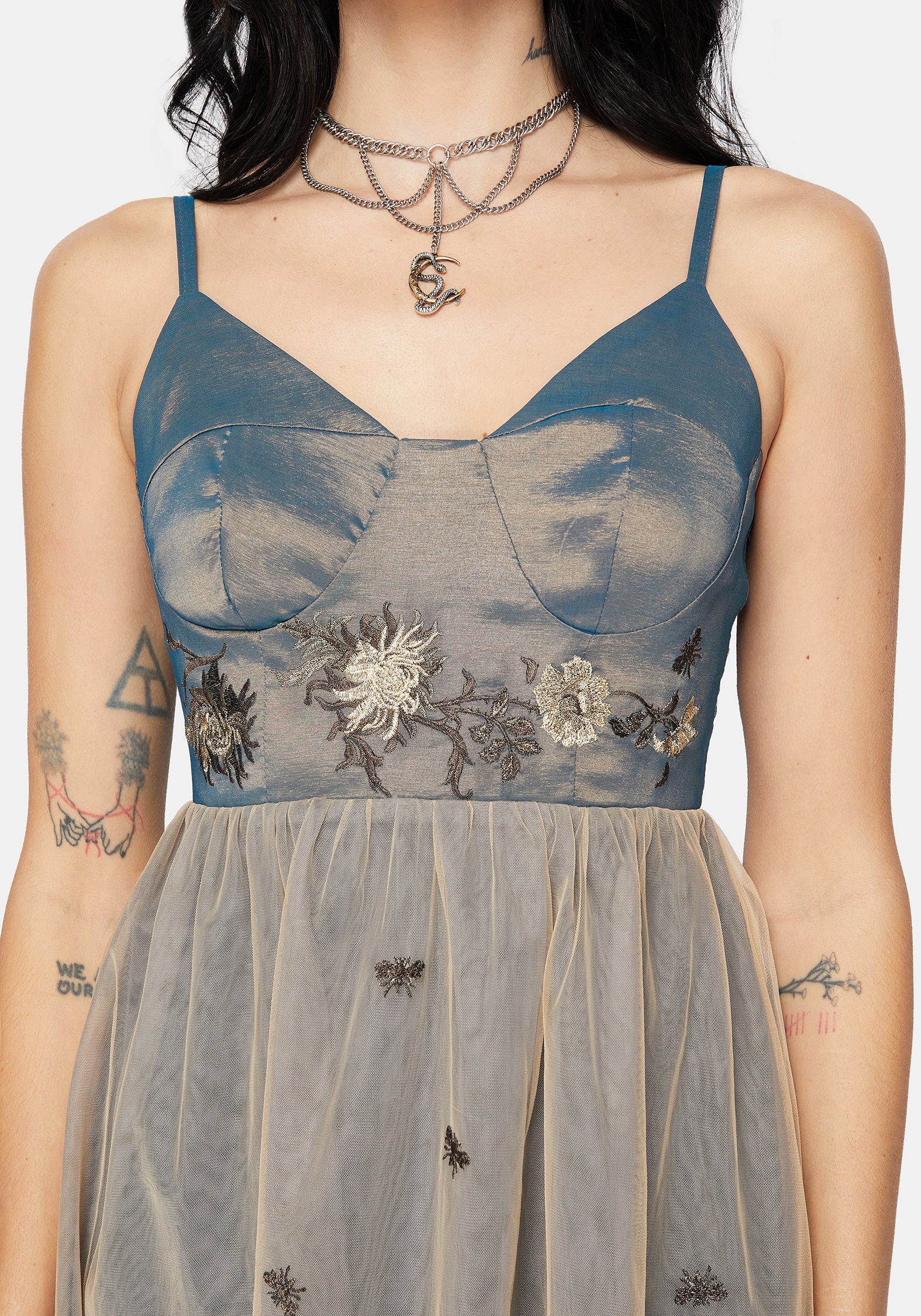 Whim Dragon Embroidered Tulle Midaxi Dress - Image 2