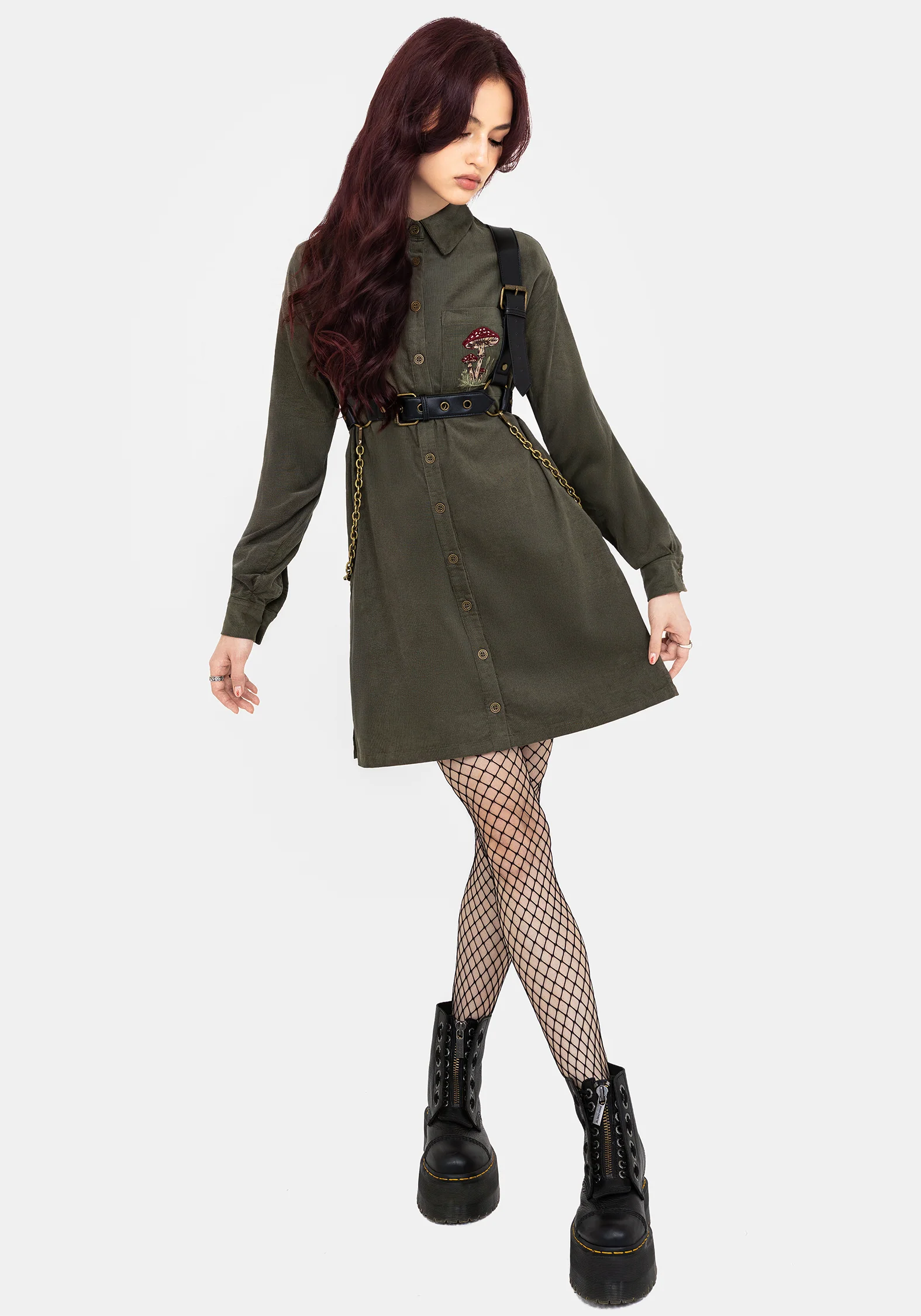 Whimsical Pocket Embroidered Mini Shirt Dress - Image 7
