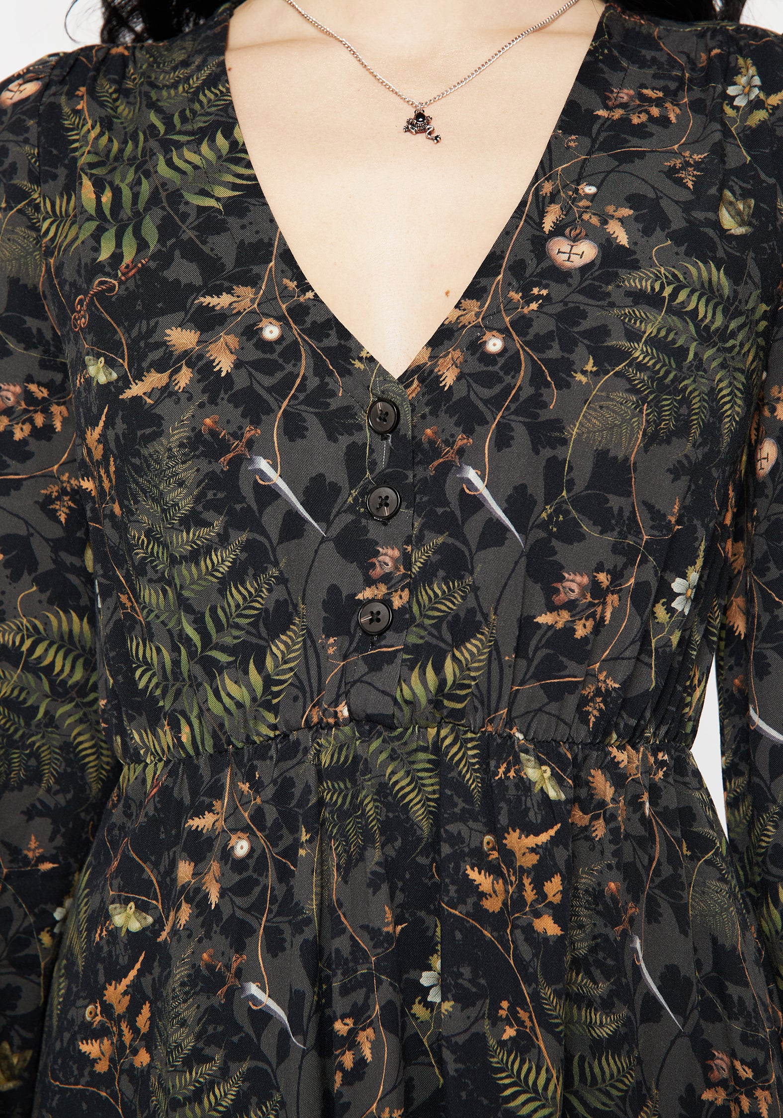 Wither Fern Print Balloon Sleeve Mini Dress - Image 2