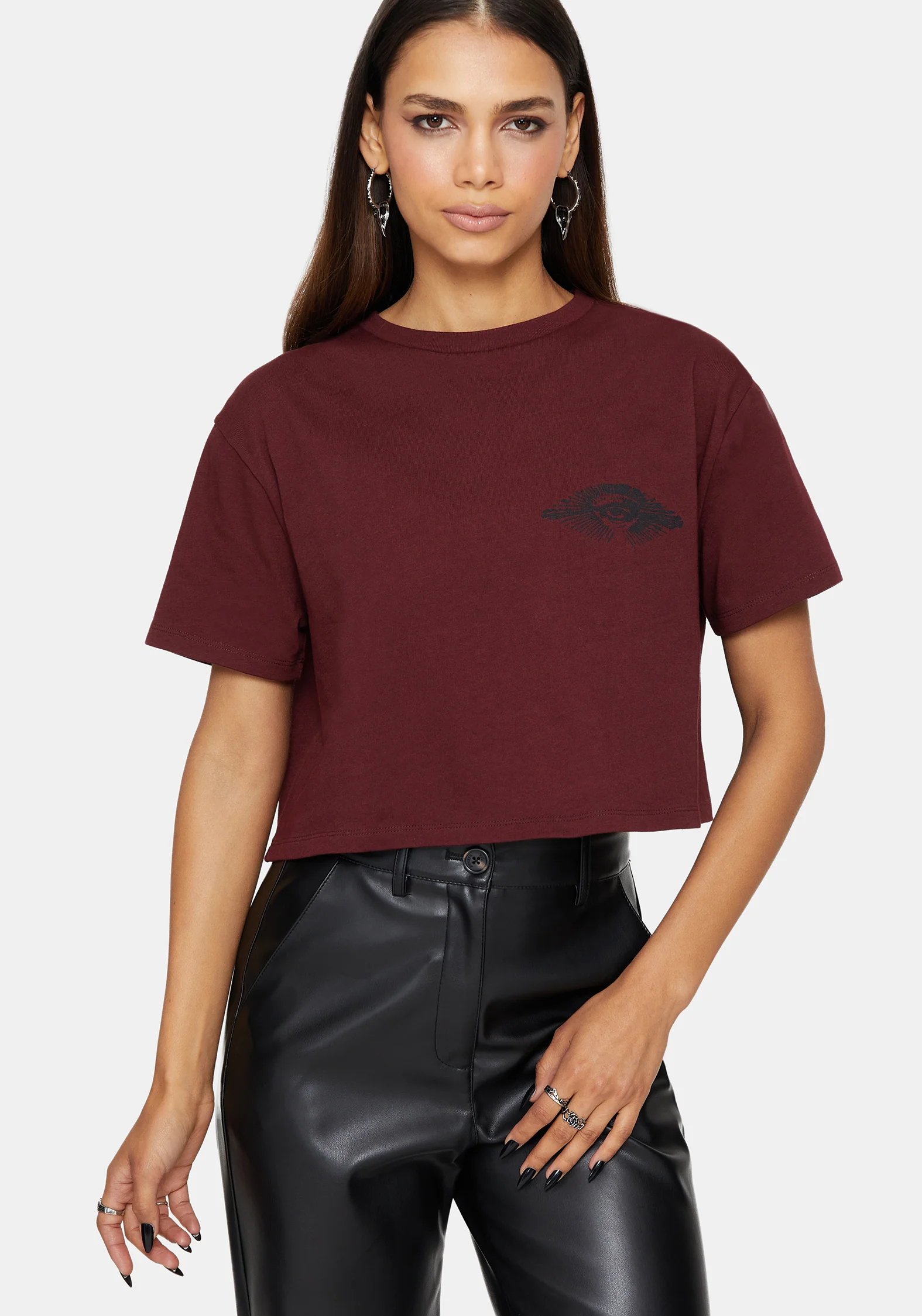 Xove Medieval Graphic Boxy Crop Cotton T-Shirt - Image 3