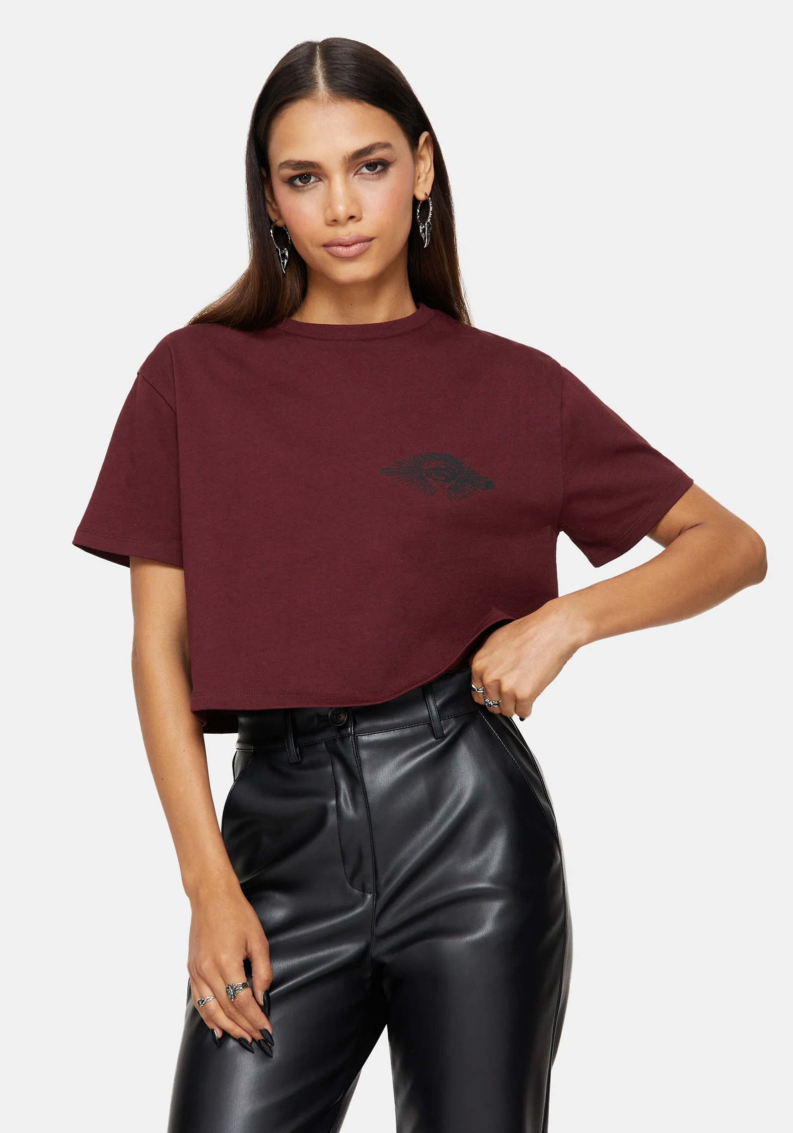 Xove Medieval Graphic Boxy Crop Cotton T-Shirt - Image 6