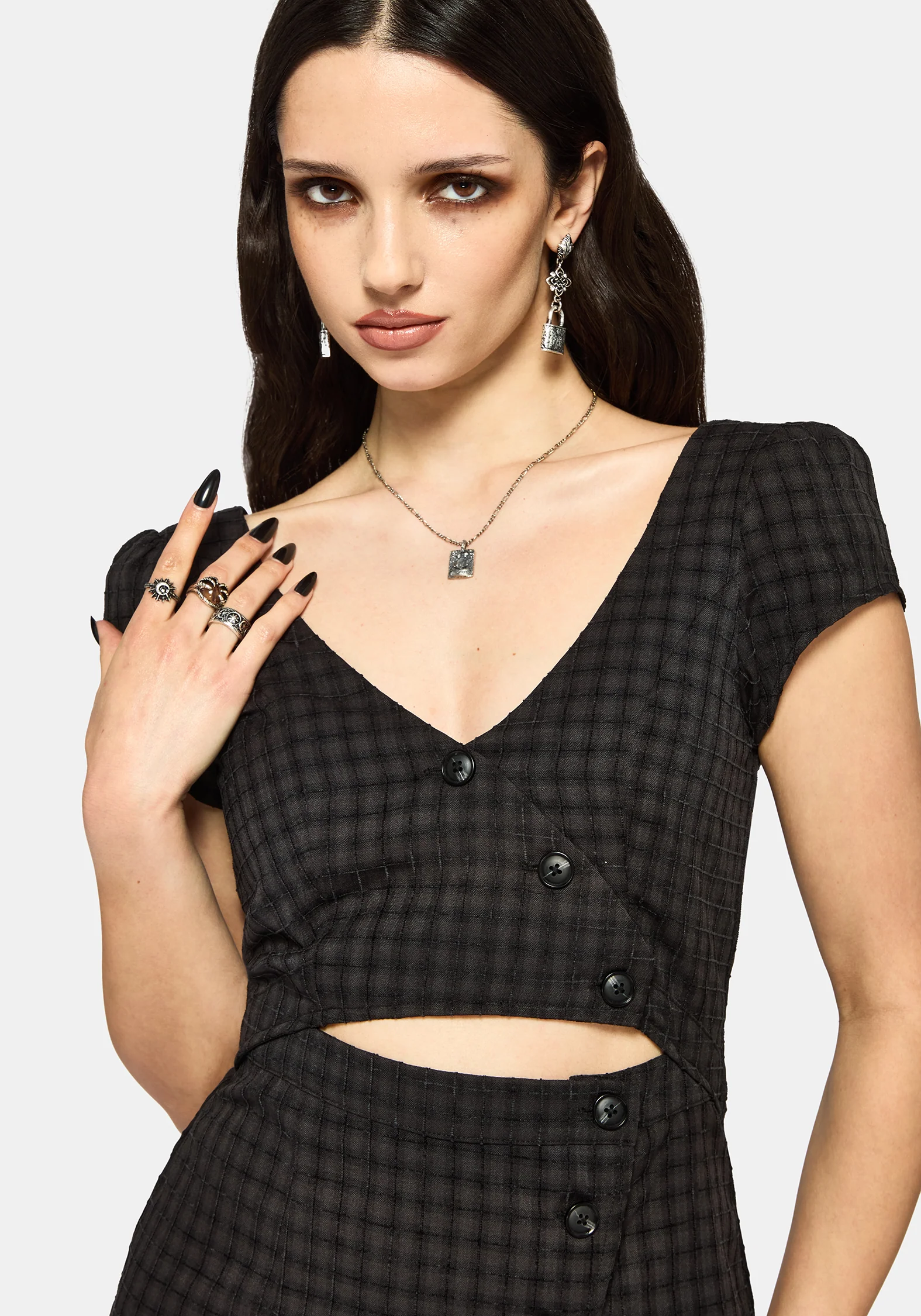 Ziggy Check Cut Out Midaxi Dress - Image 2