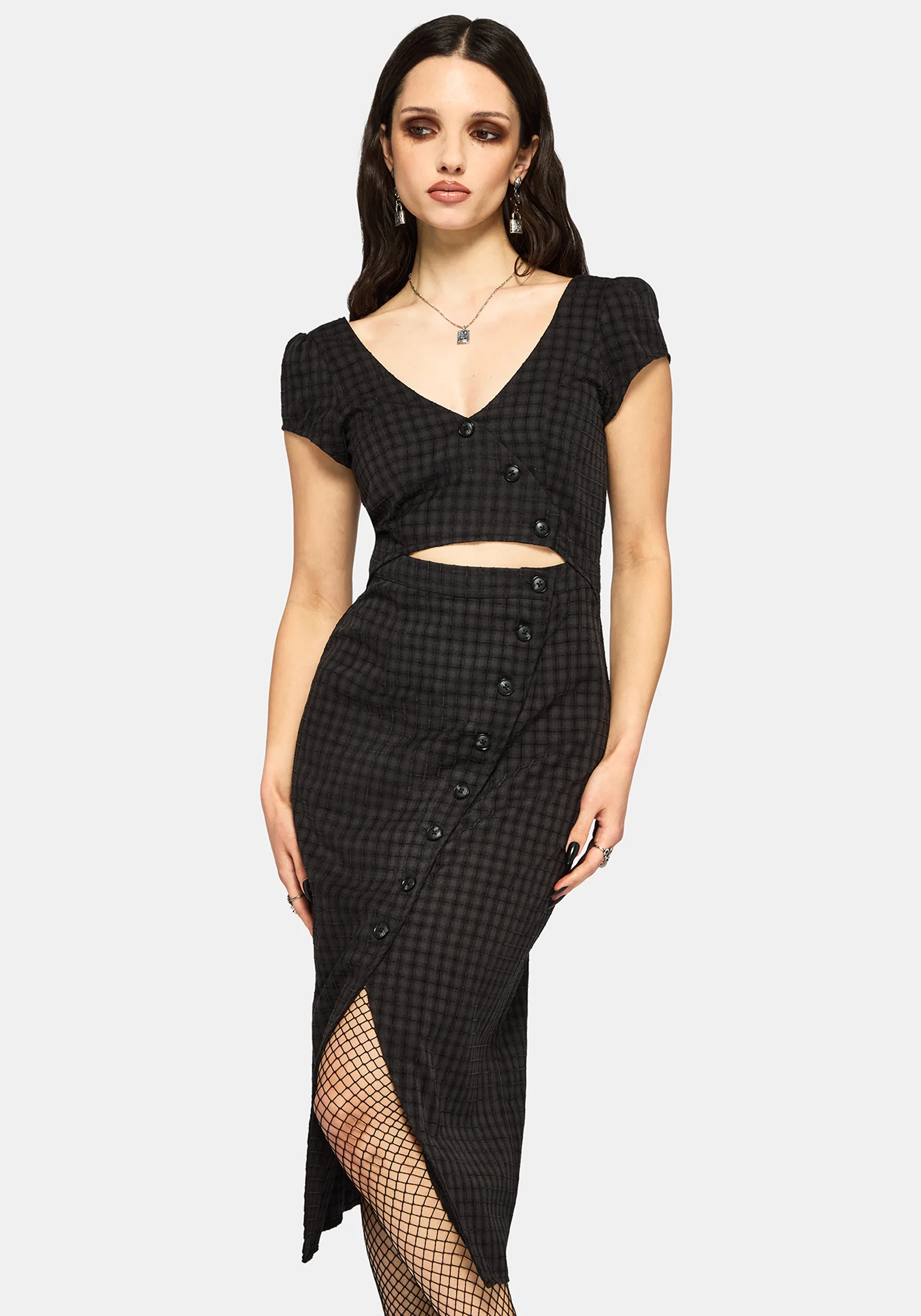 Ziggy Check Cut Out Midaxi Dress - Image 4