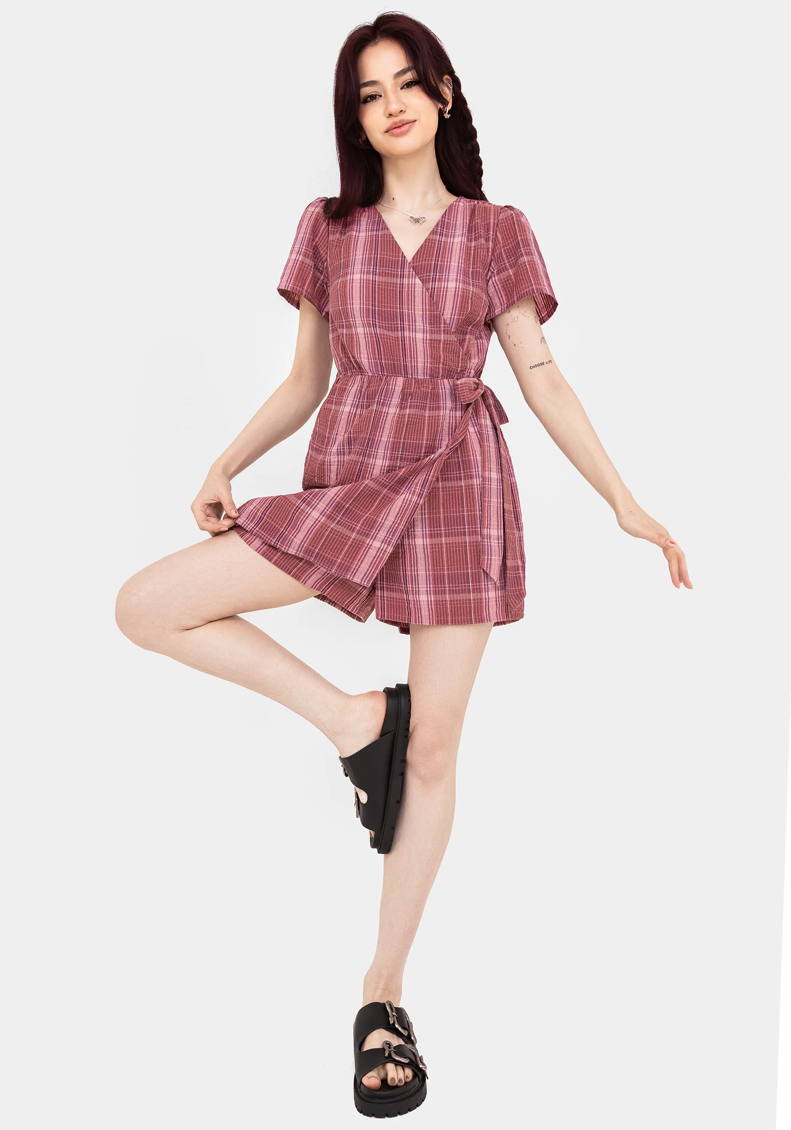 Zorina Cotton Tie Wrap Playsuit - Image 4